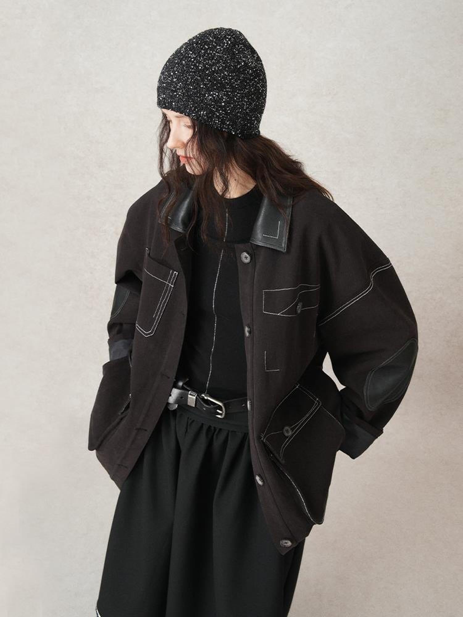 AnnoMundi Vintage Barn Jacket With Leather Accents