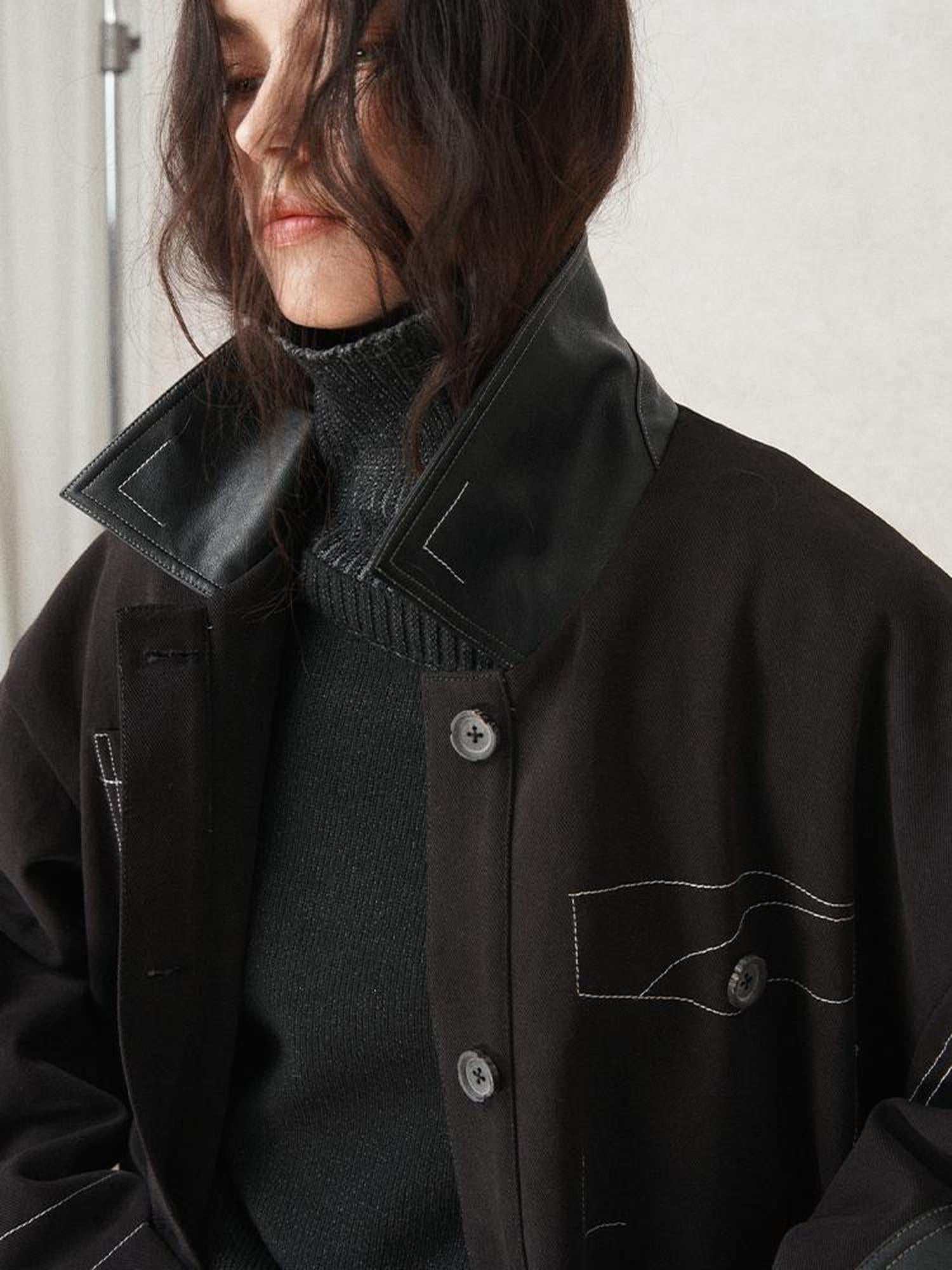 AnnoMundi Vintage Barn Jacket With Leather Accents