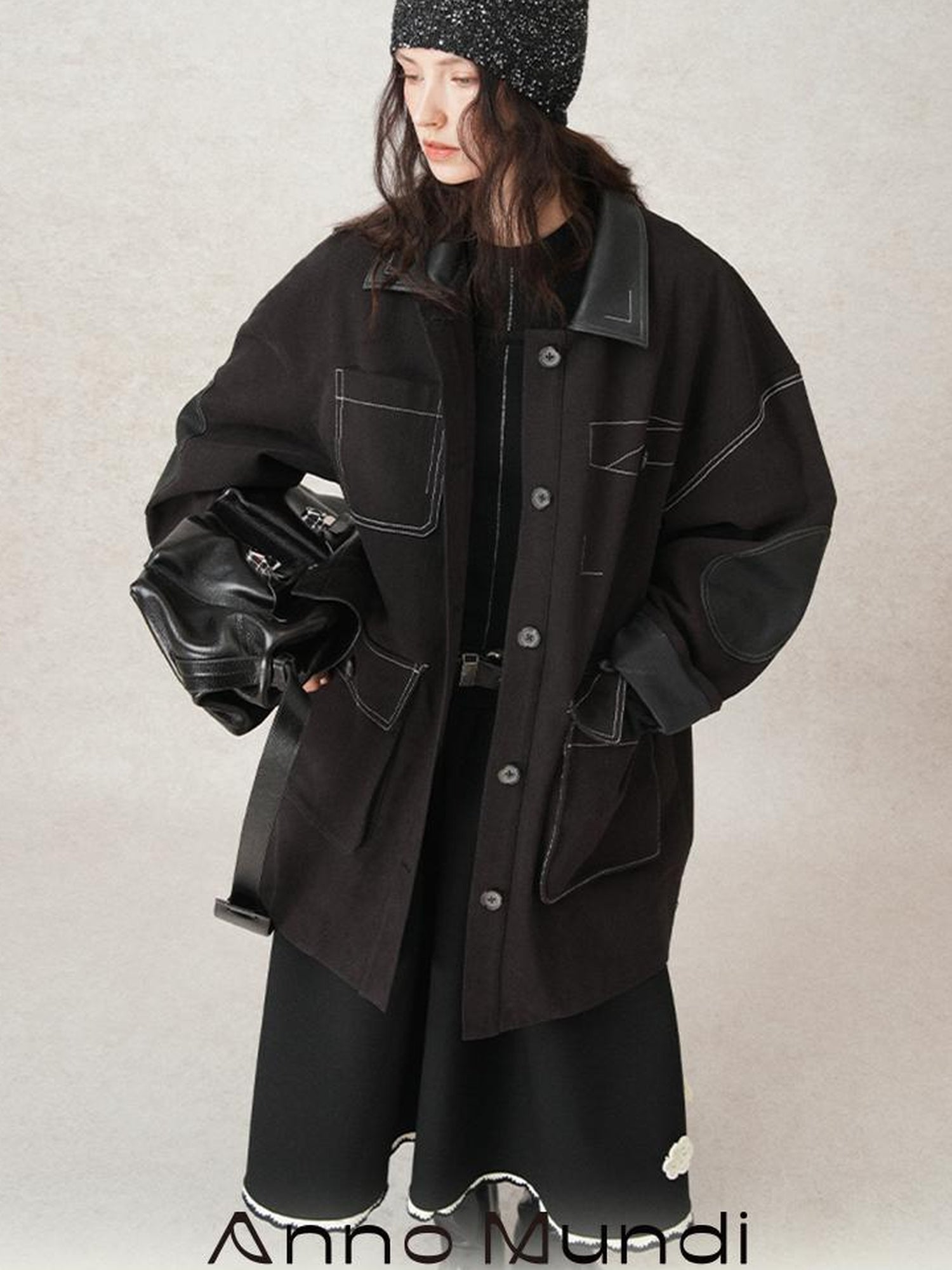 AnnoMundi Vintage Barn Jacket With Leather Accents