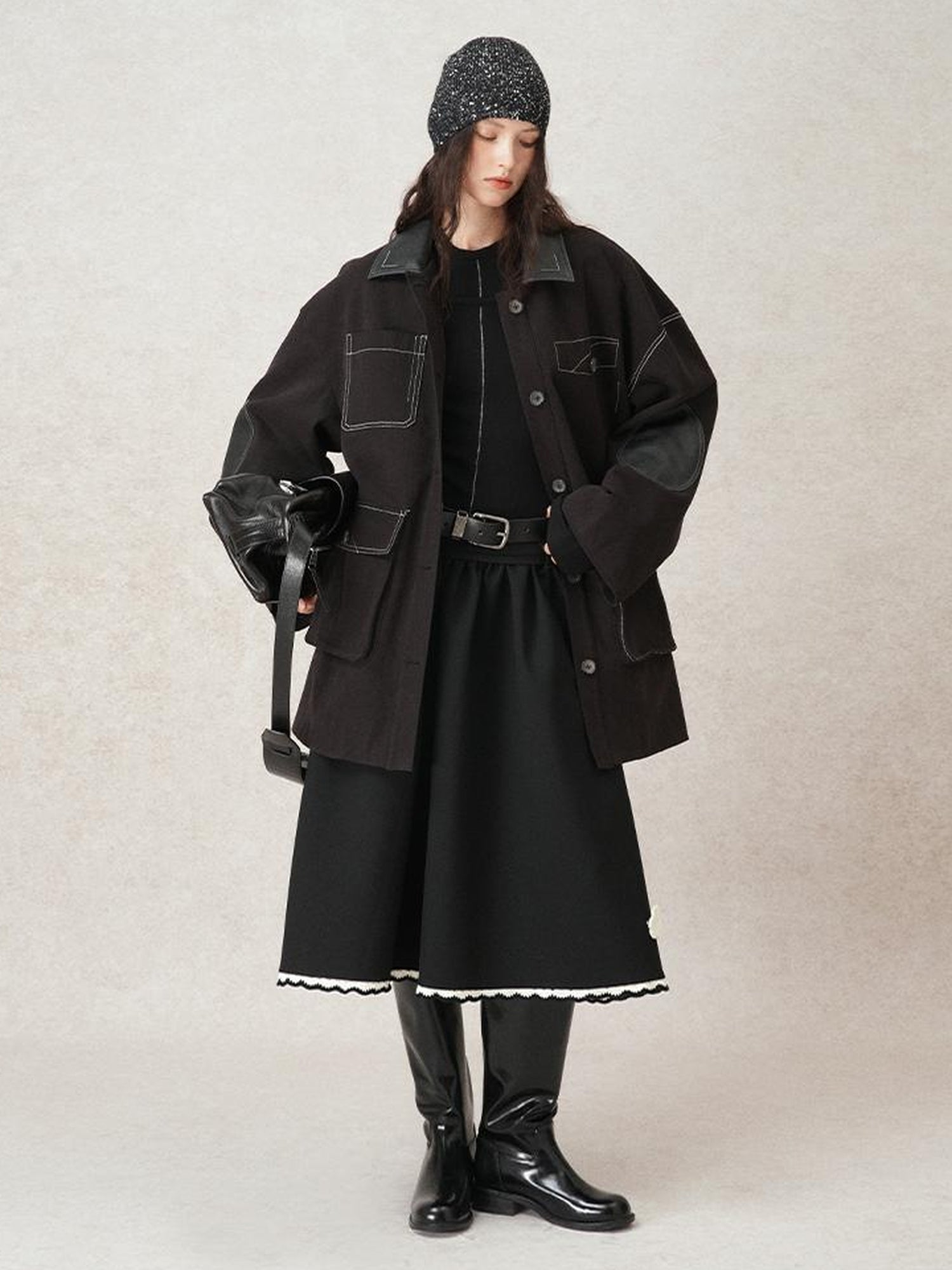 AnnoMundi Vintage Barn Jacket With Leather Accents