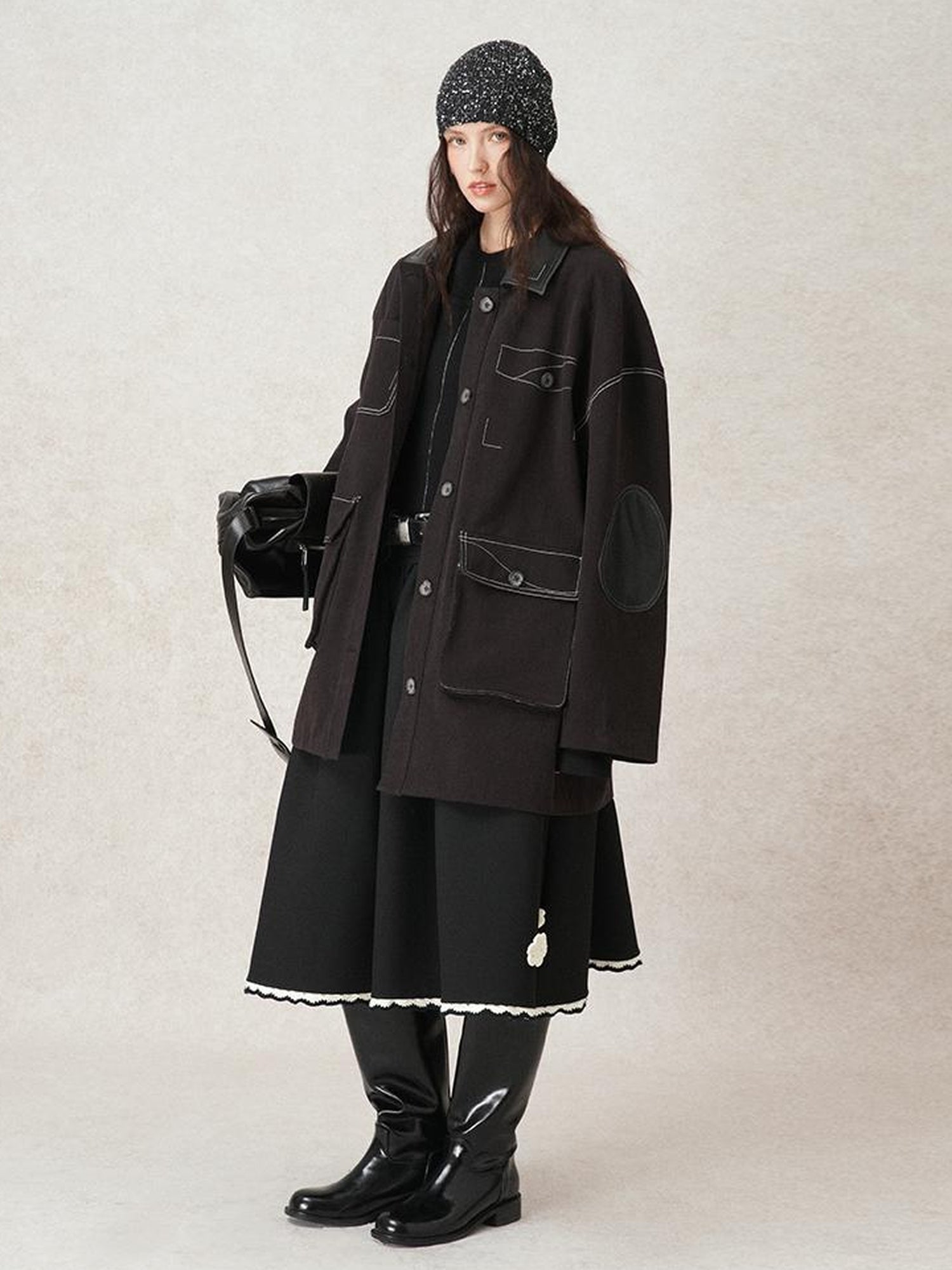 AnnoMundi Vintage Barn Jacket With Leather Accents