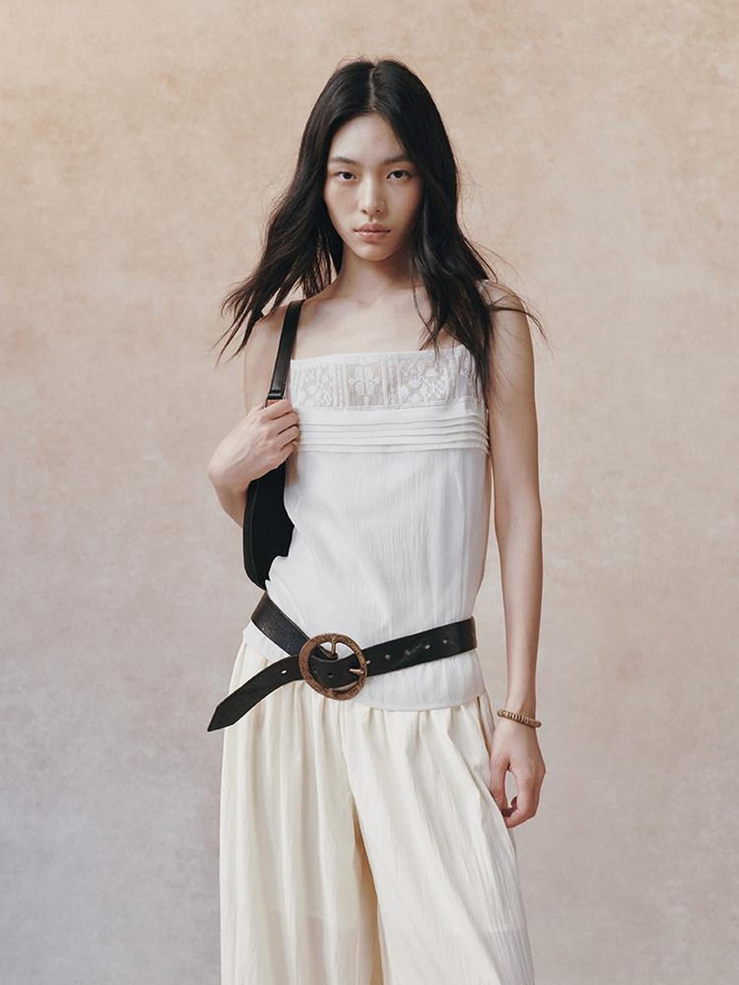 AnnoMundi Vintage Checked Cross Embroidered Ruched A Line Women&