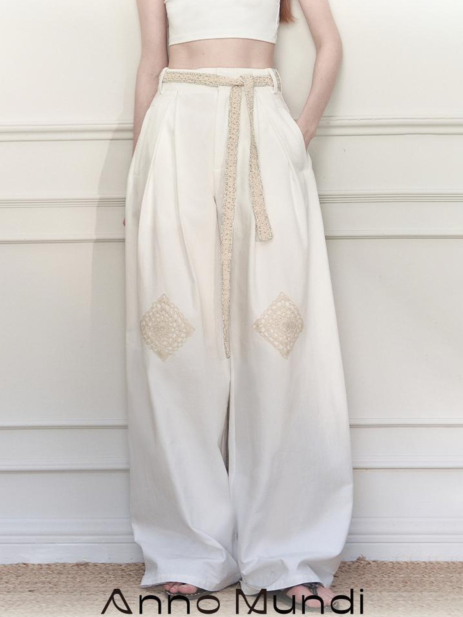 AnnoMundi Vintage Crochet Wide Leg Pants