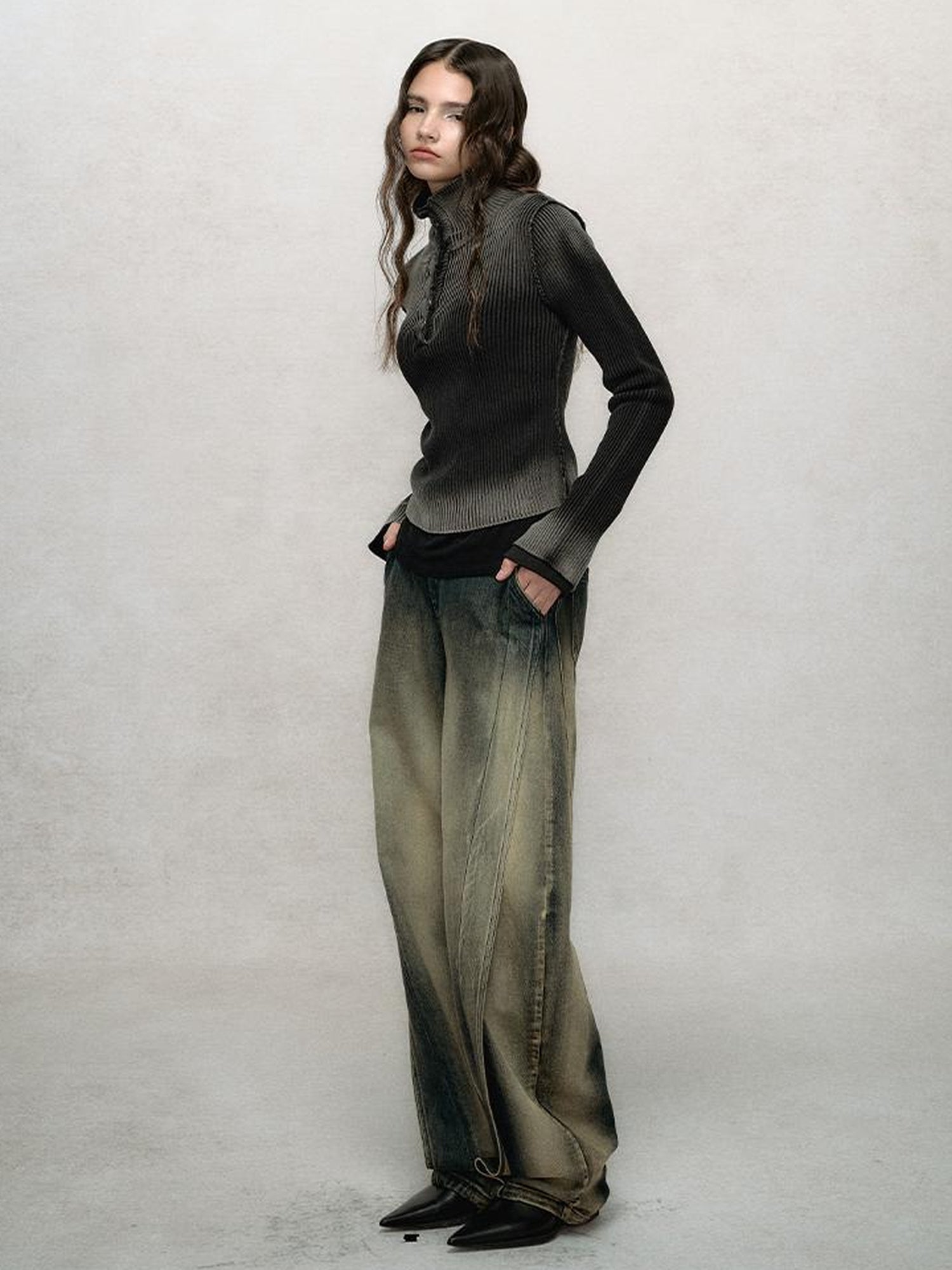 AnnoMundi Vintage Gradient Knit Turtleneck Sweater