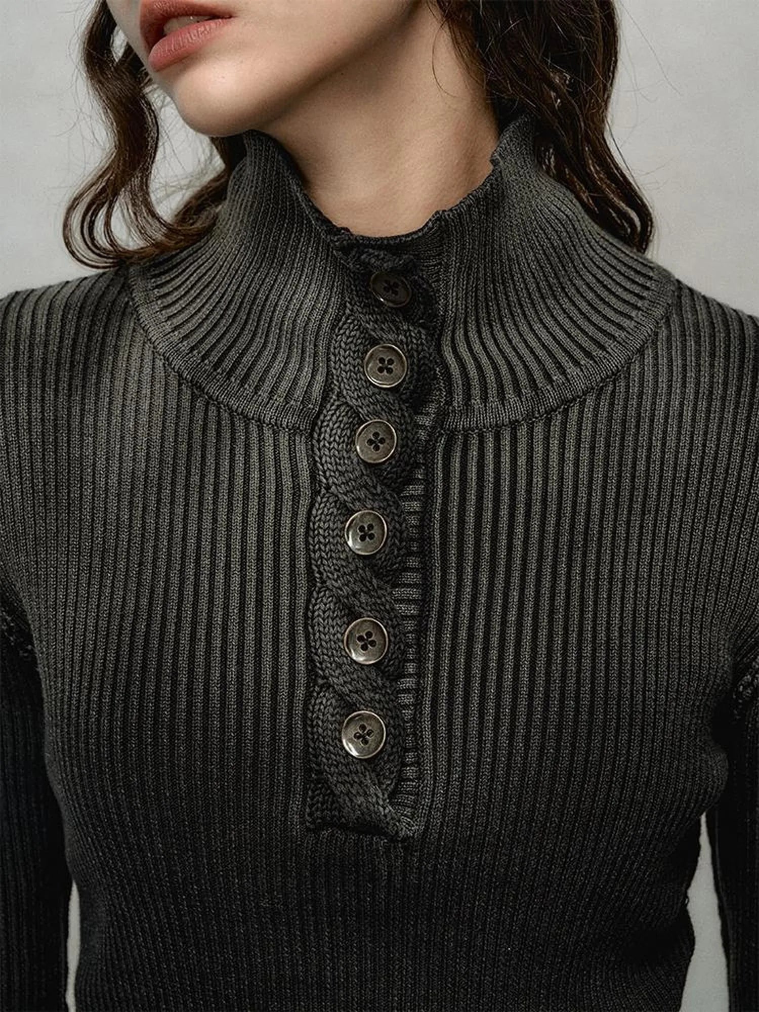 Vintage Gradient Knit Turtleneck Sweater