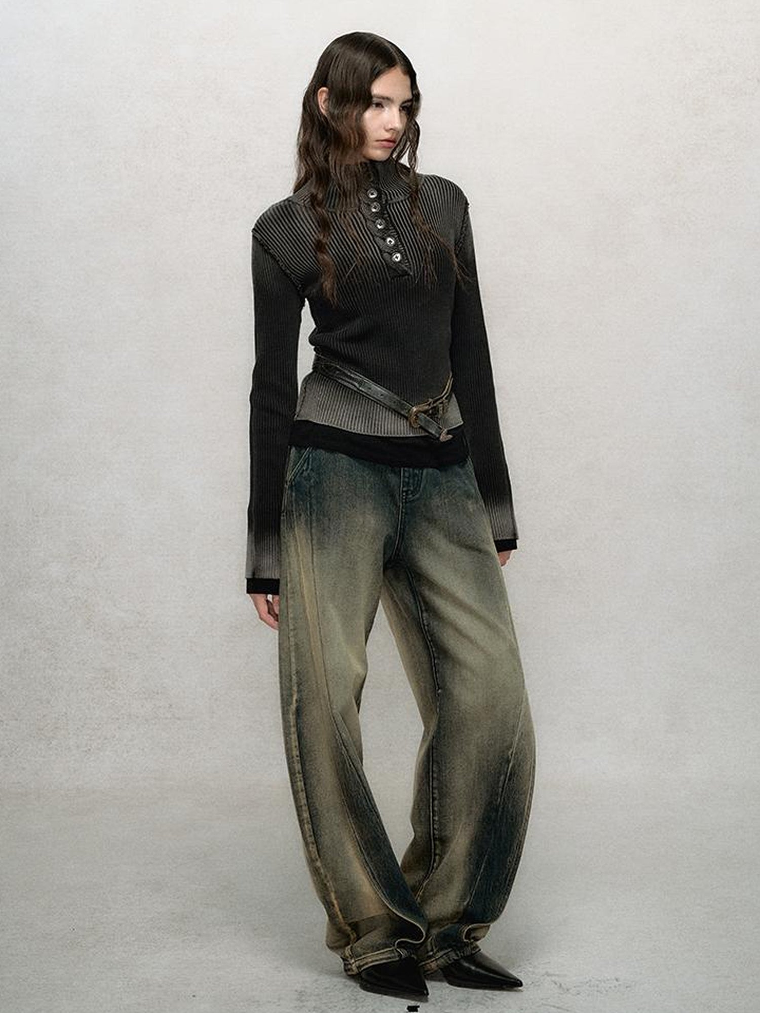 AnnoMundi Vintage Gradient Knit Turtleneck Sweater