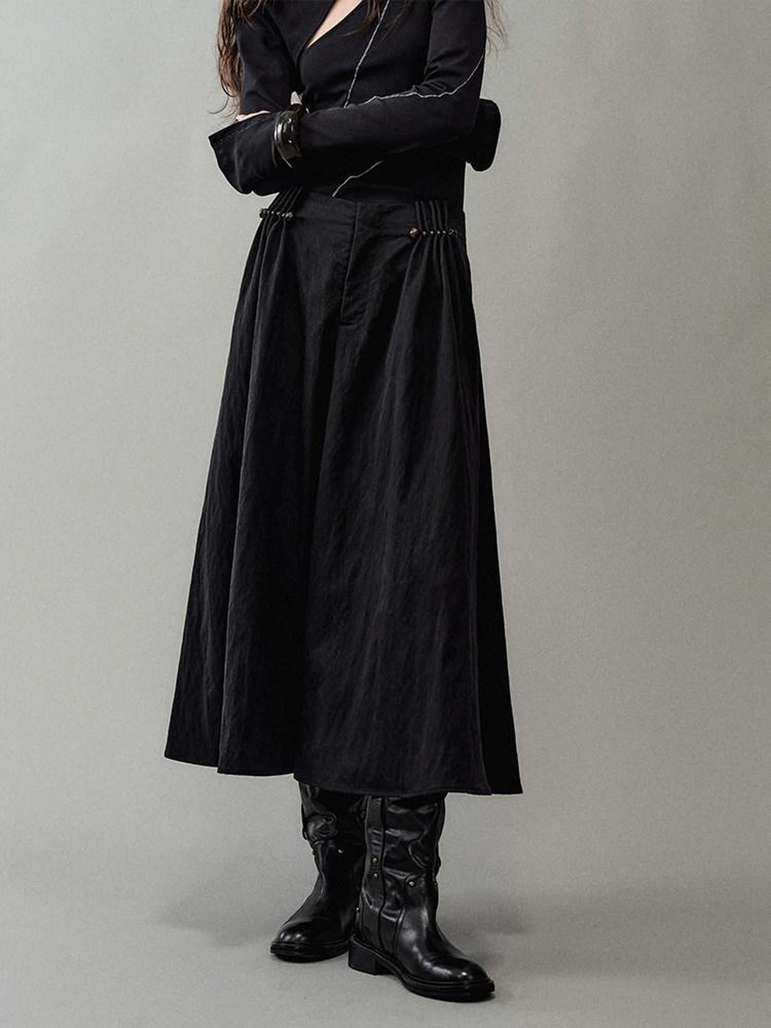 AnnoMundi Vintage Hand Beaded Pleated High Waist Women&