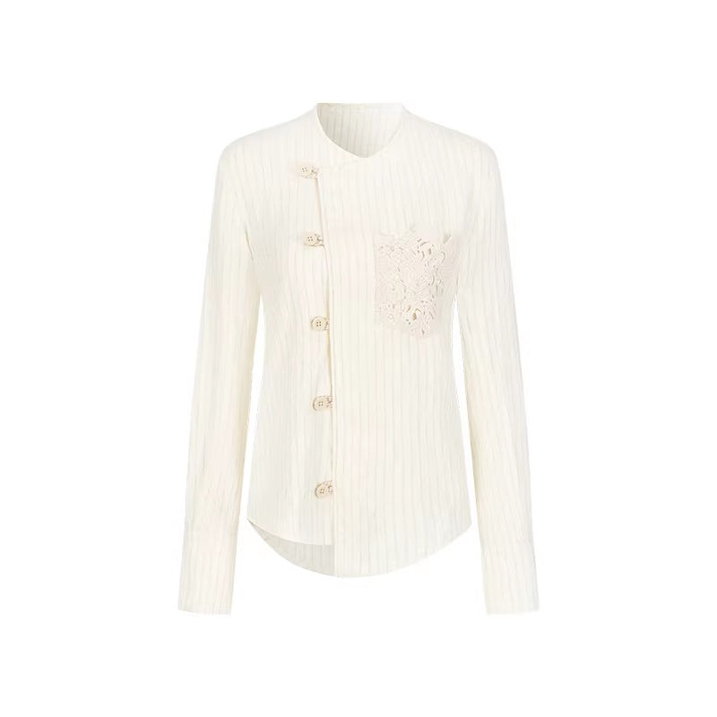 AnnoMundi_Vintage_Loose_Viscose_Patchwork_Long_Sleeve_Women_Cream_Stripe_Blouse_MISSTT