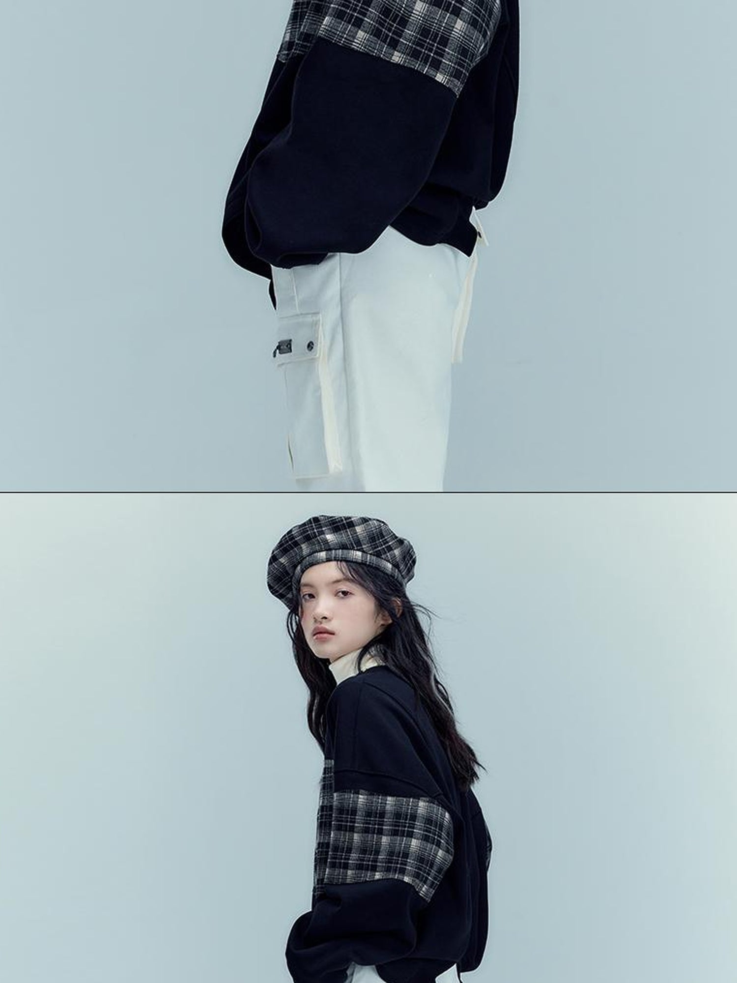 AnnoMundi Vintage Plaid Embroidered Beret With Adjustable Fit