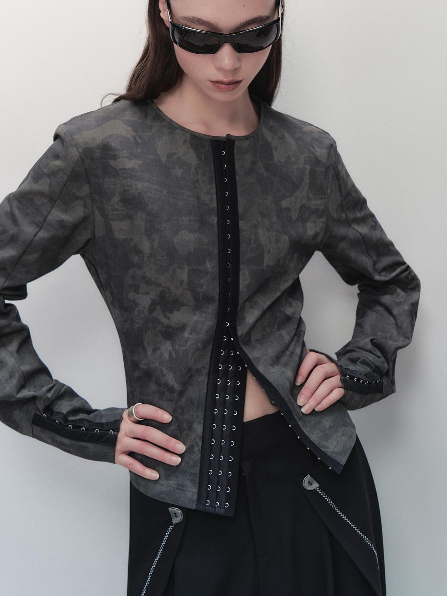 AnnoMundi Vintage Print Utility Shirt Skirt Set