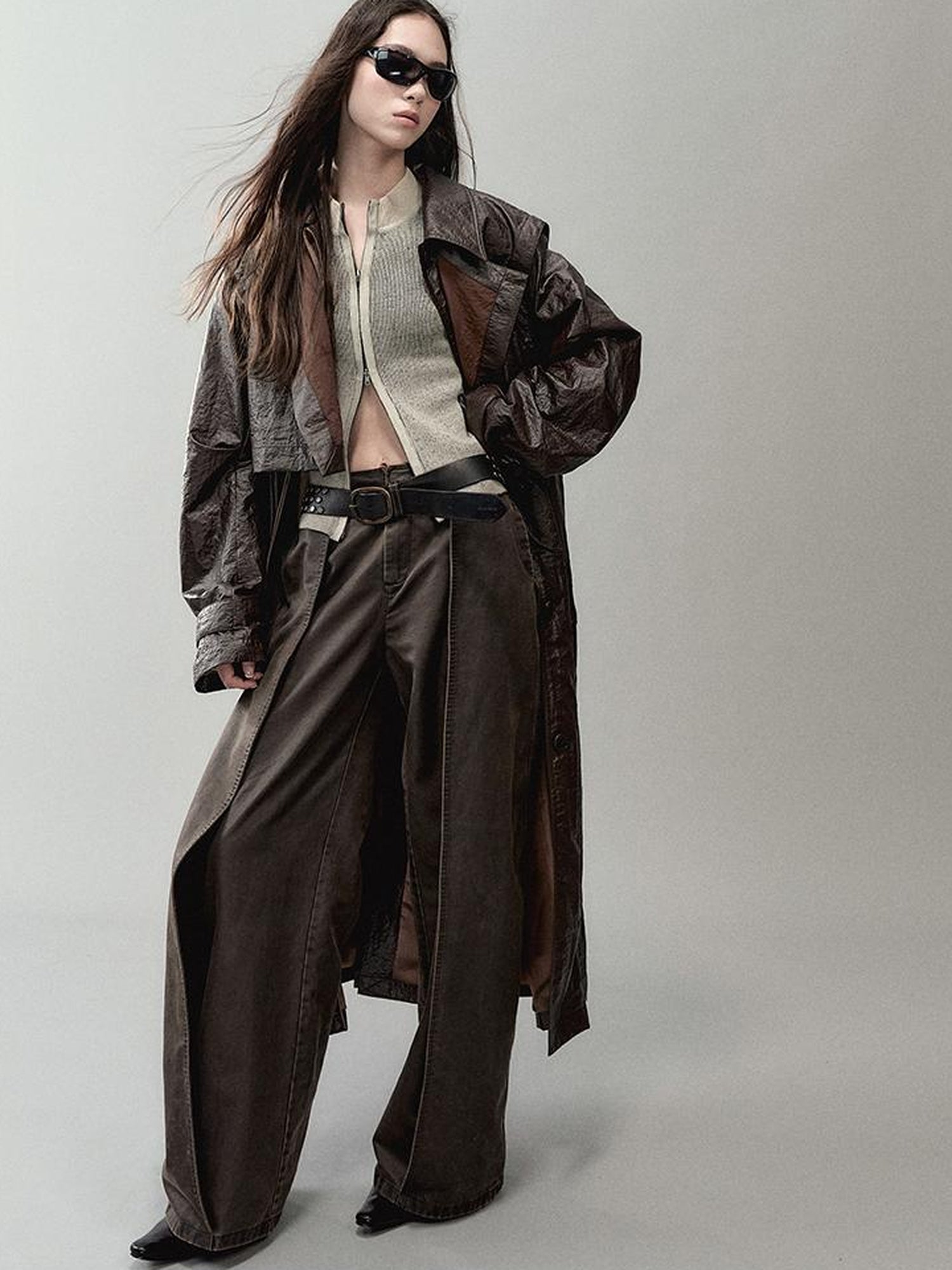 AnnoMundi Vintage Pu Coated Wide Leg Trousers