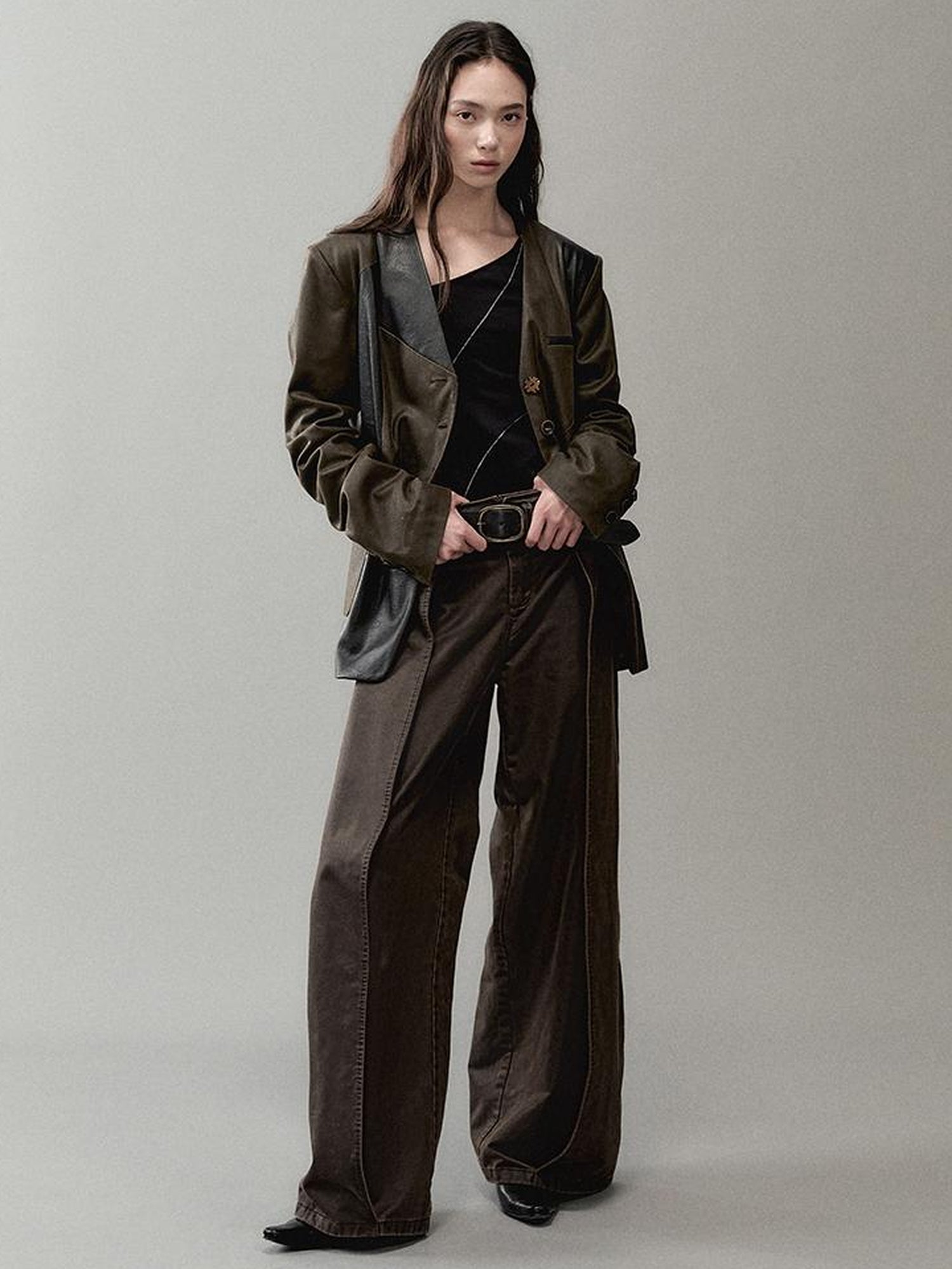 AnnoMundi Vintage Pu Coated Wide Leg Trousers