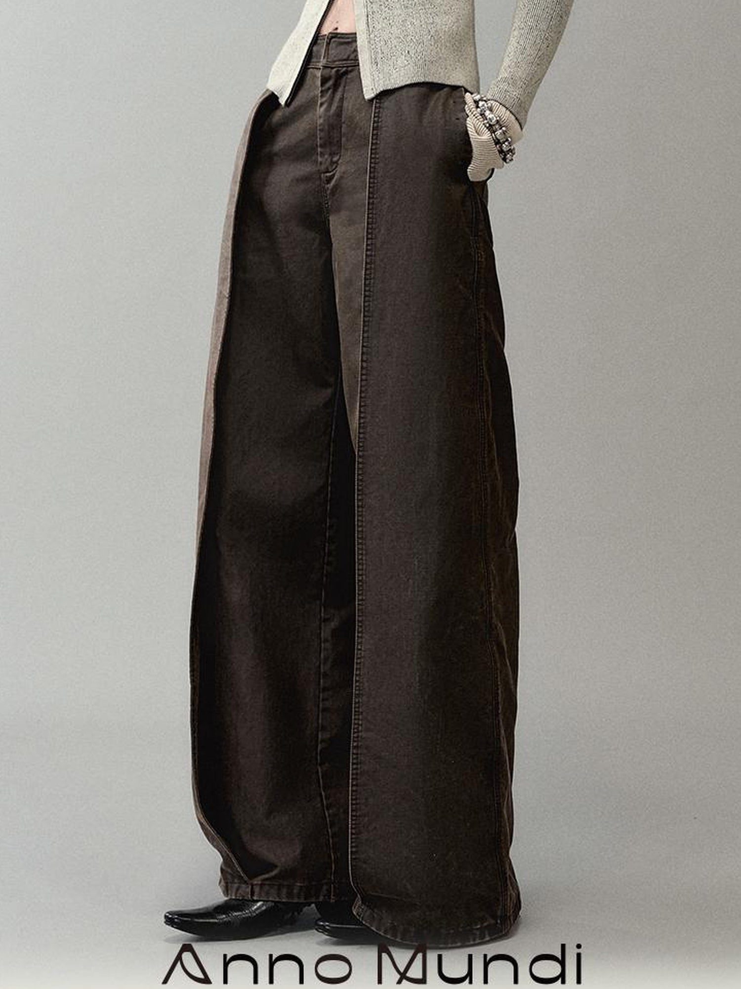 AnnoMundi Vintage Pu Coated Wide Leg Trousers