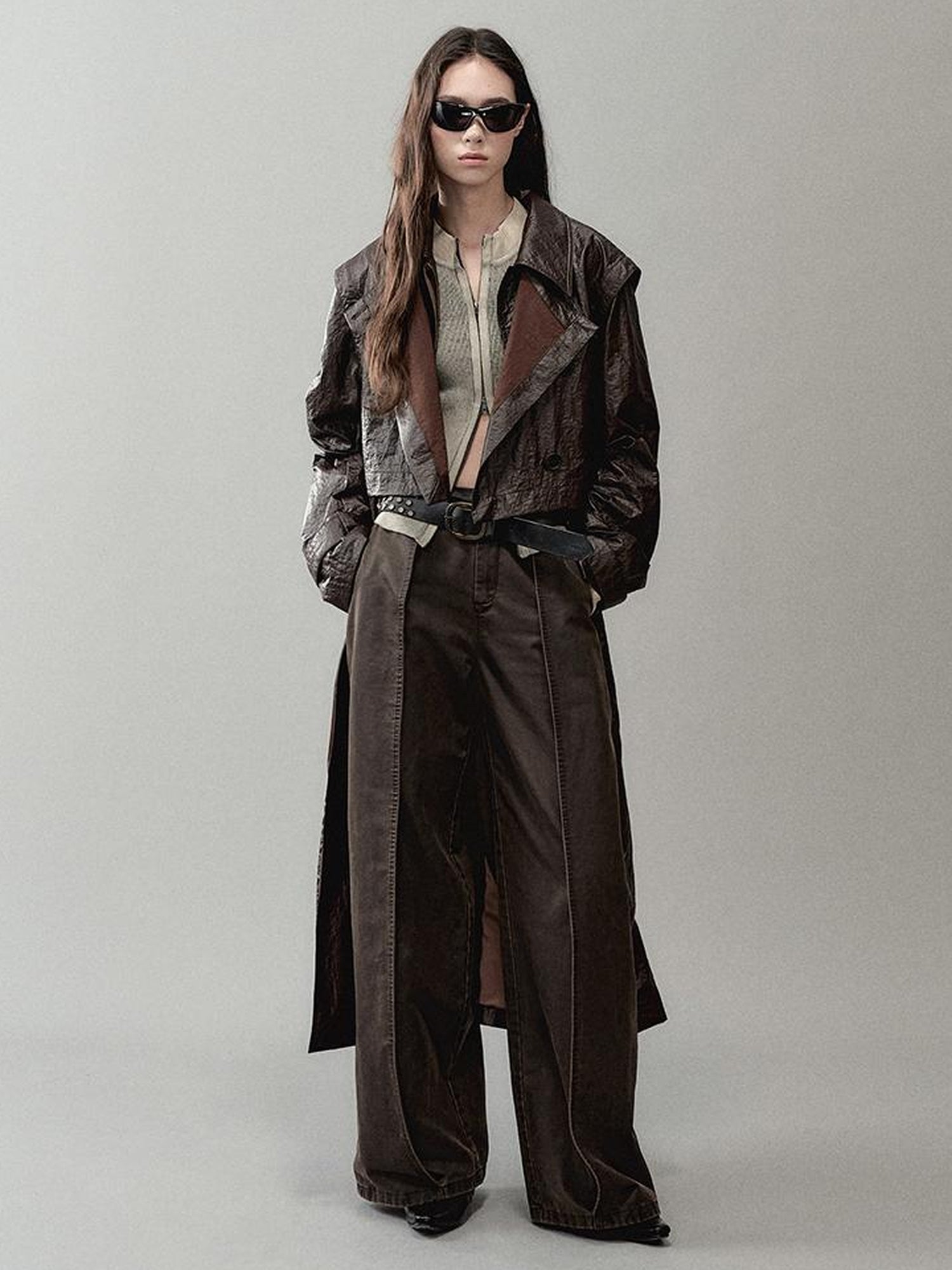 AnnoMundi Vintage Pu Coated Wide Leg Trousers