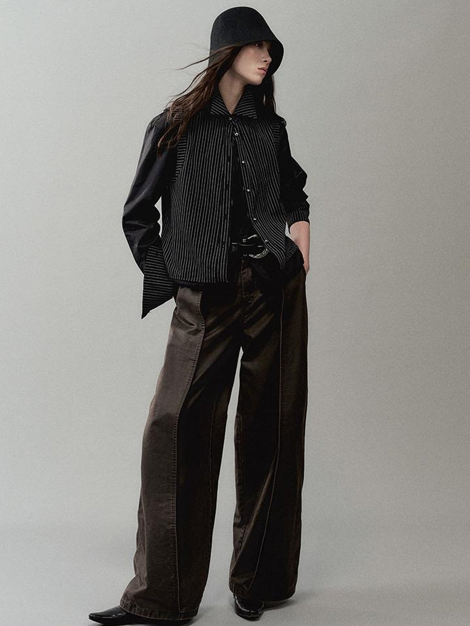 AnnoMundi Vintage Pu Coated Wide Leg Trousers