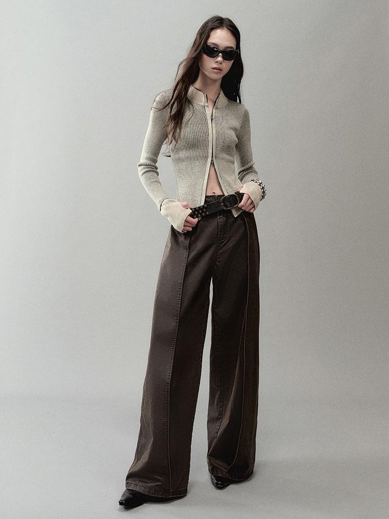 AnnoMundi Vintage Pu Coated Wide Leg Trousers