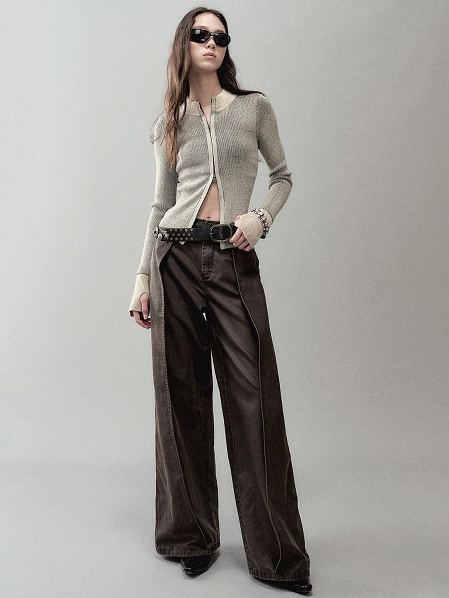 AnnoMundi Vintage Pu Coated Wide Leg Trousers
