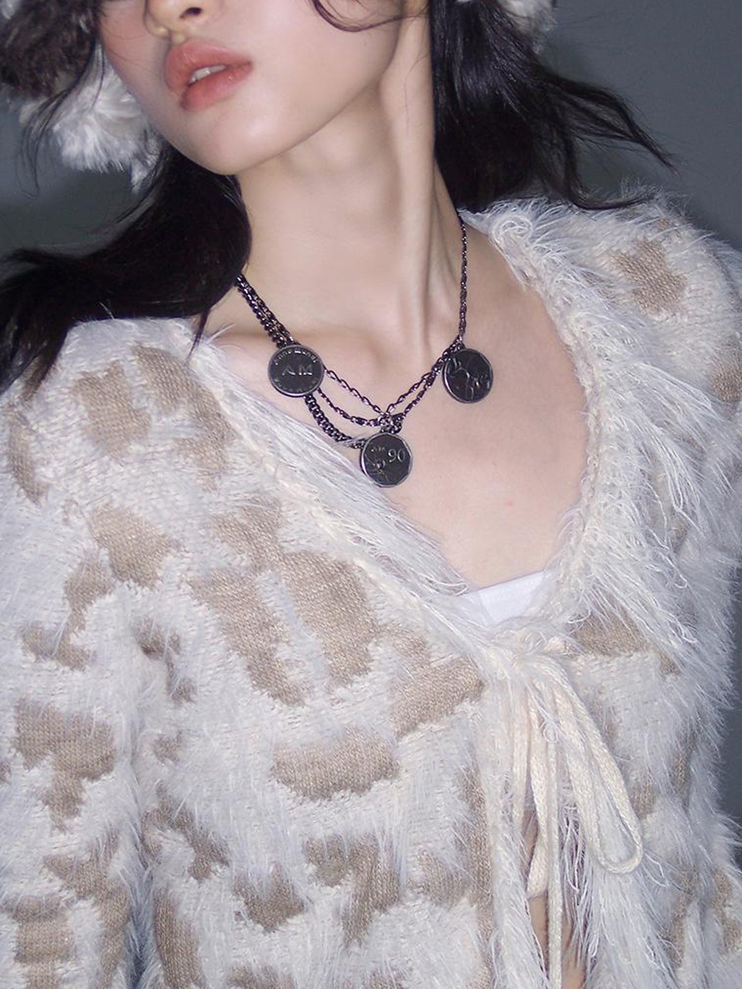 AnnoMundi Vintage Rose Coin Asymmetrical Metal Necklace Waist Chain