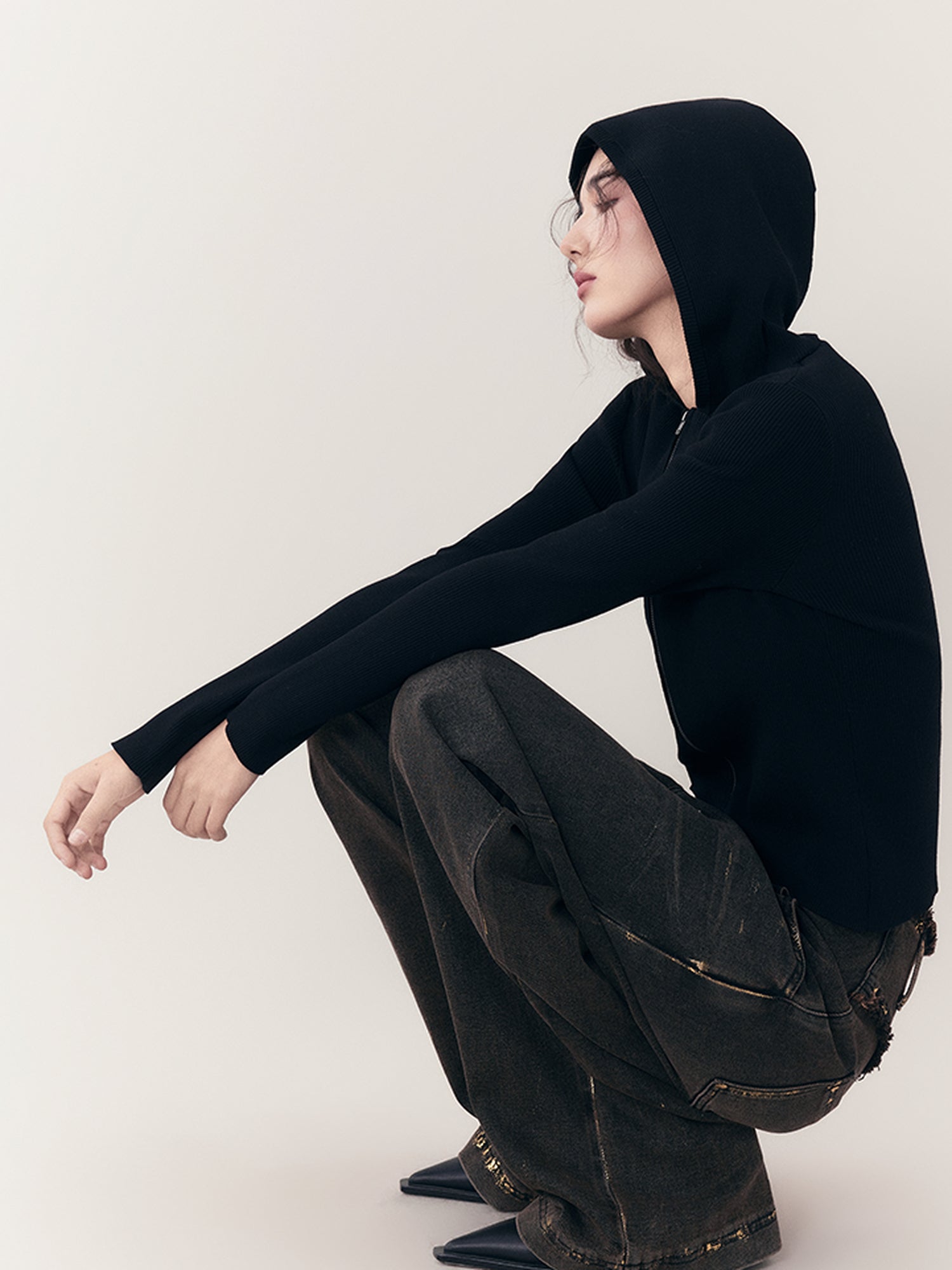 AnnoMundi Vintage Ruins Gold Foiled Denim Jeans