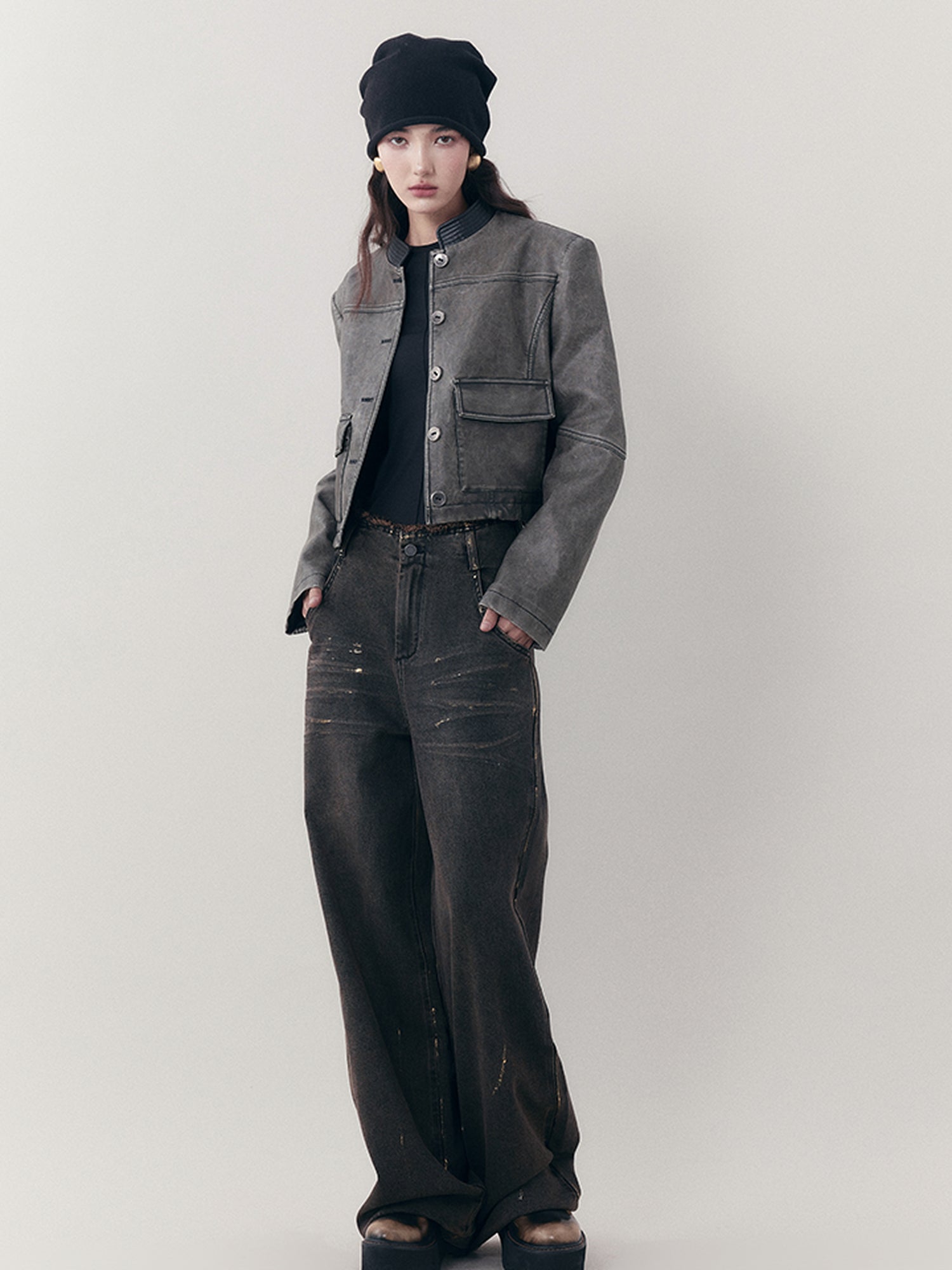 AnnoMundi Vintage Ruins Gold Foiled Denim Jeans