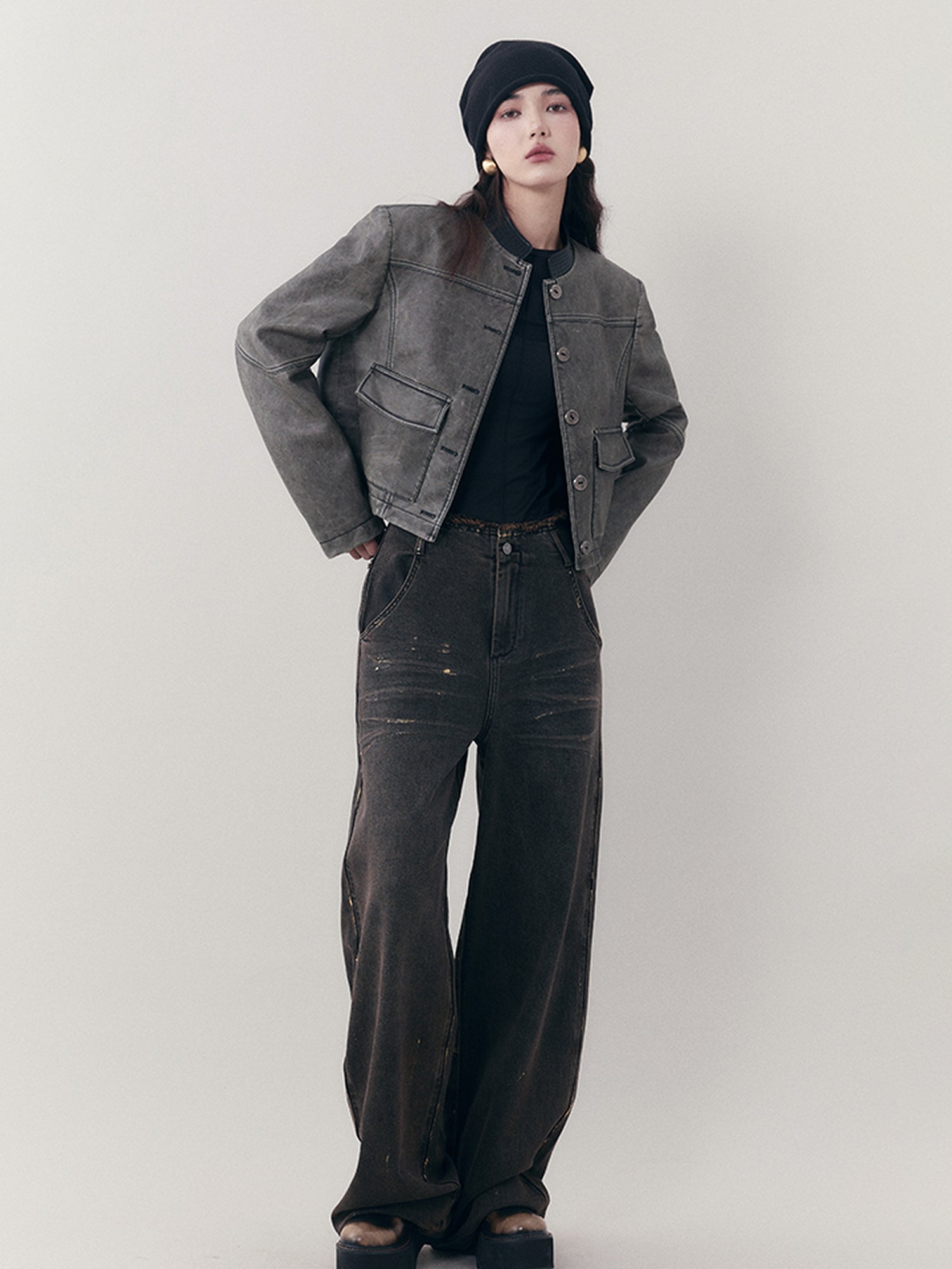 AnnoMundi Vintage Ruins Gold Foiled Denim Jeans