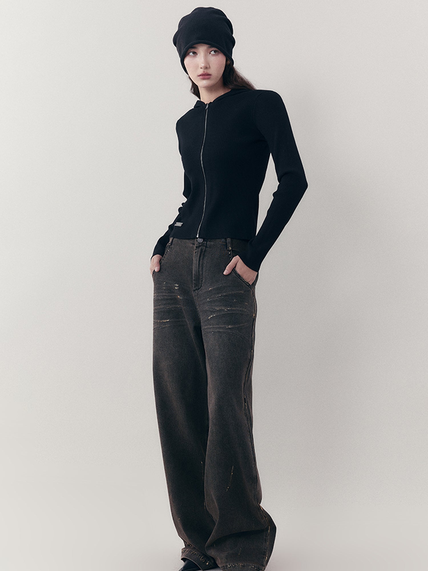 AnnoMundi Vintage Ruins Gold Foiled Denim Jeans