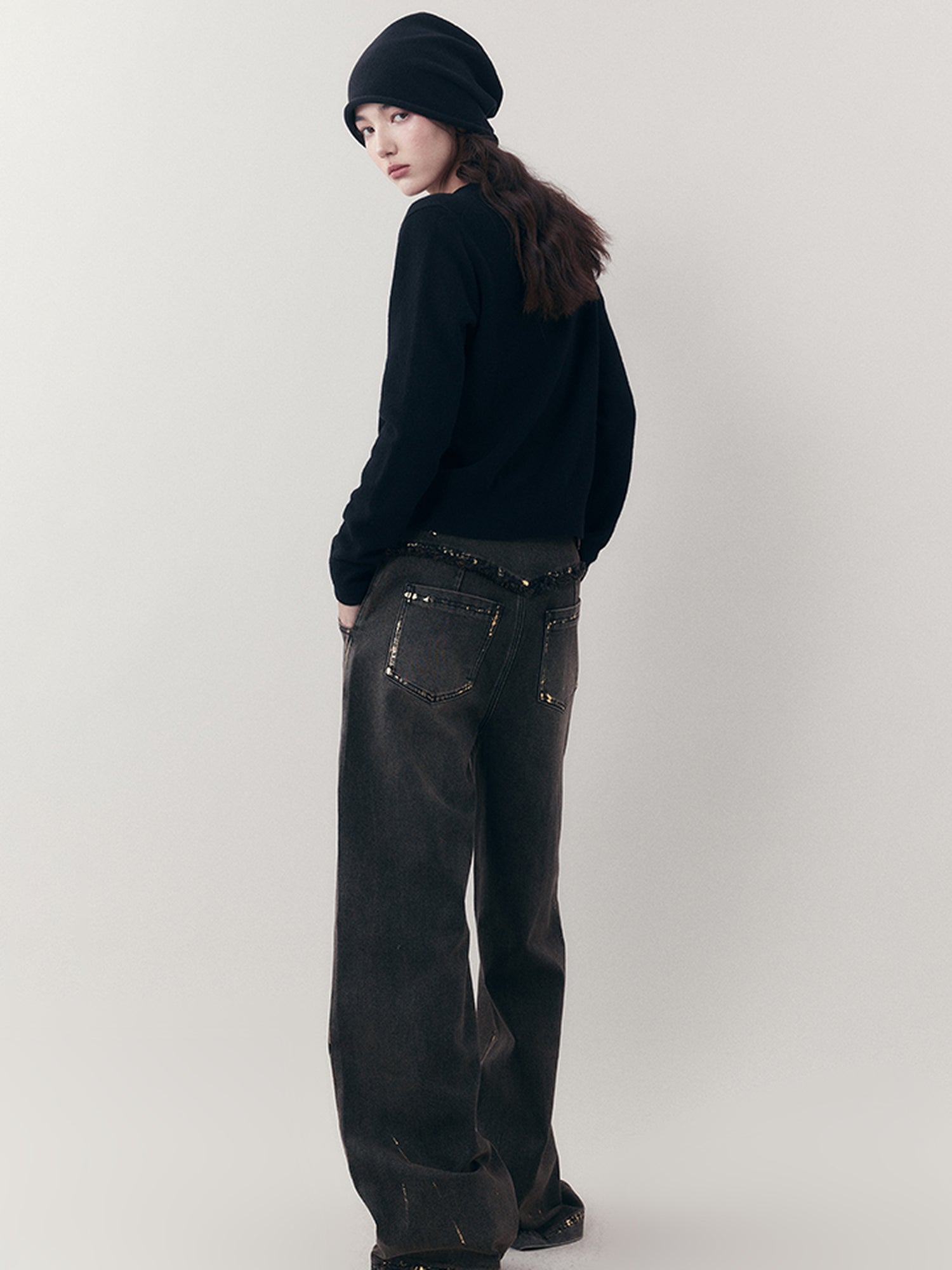 AnnoMundi Vintage Ruins Gold Foiled Denim Jeans