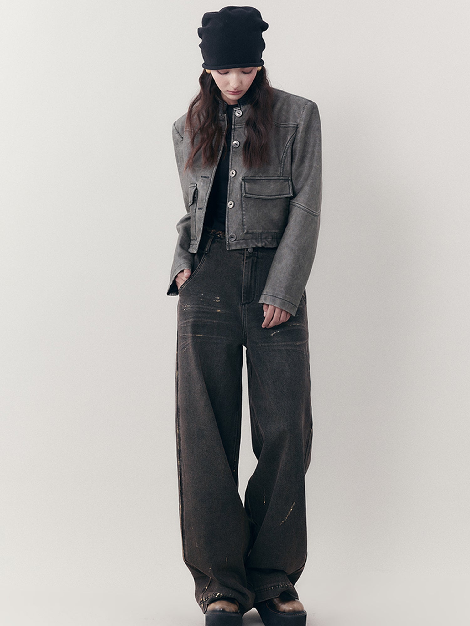 AnnoMundi Vintage Ruins Gold Foiled Denim Jeans