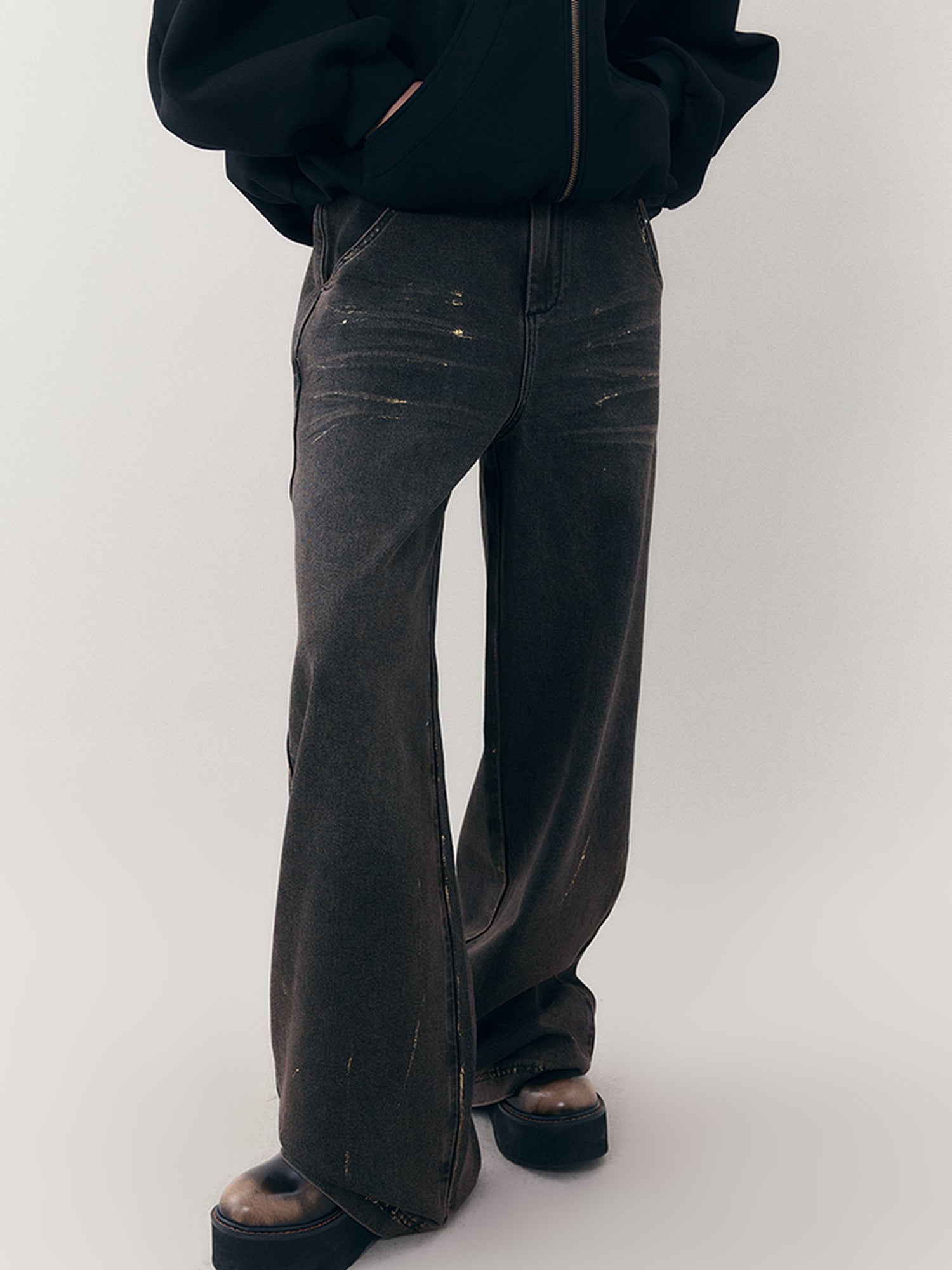 AnnoMundi Vintage Ruins Gold Foiled Denim Jeans