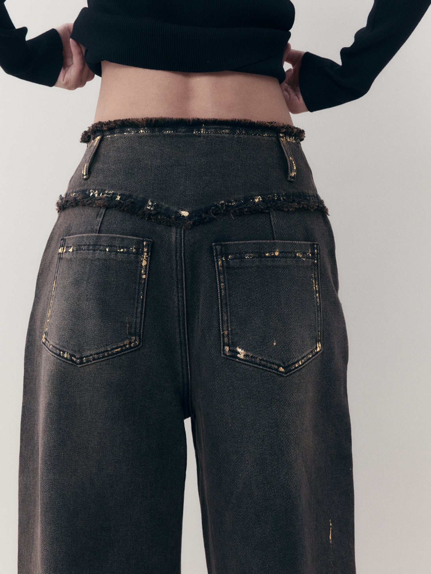 AnnoMundi Vintage Ruins Gold Foiled Denim Jeans