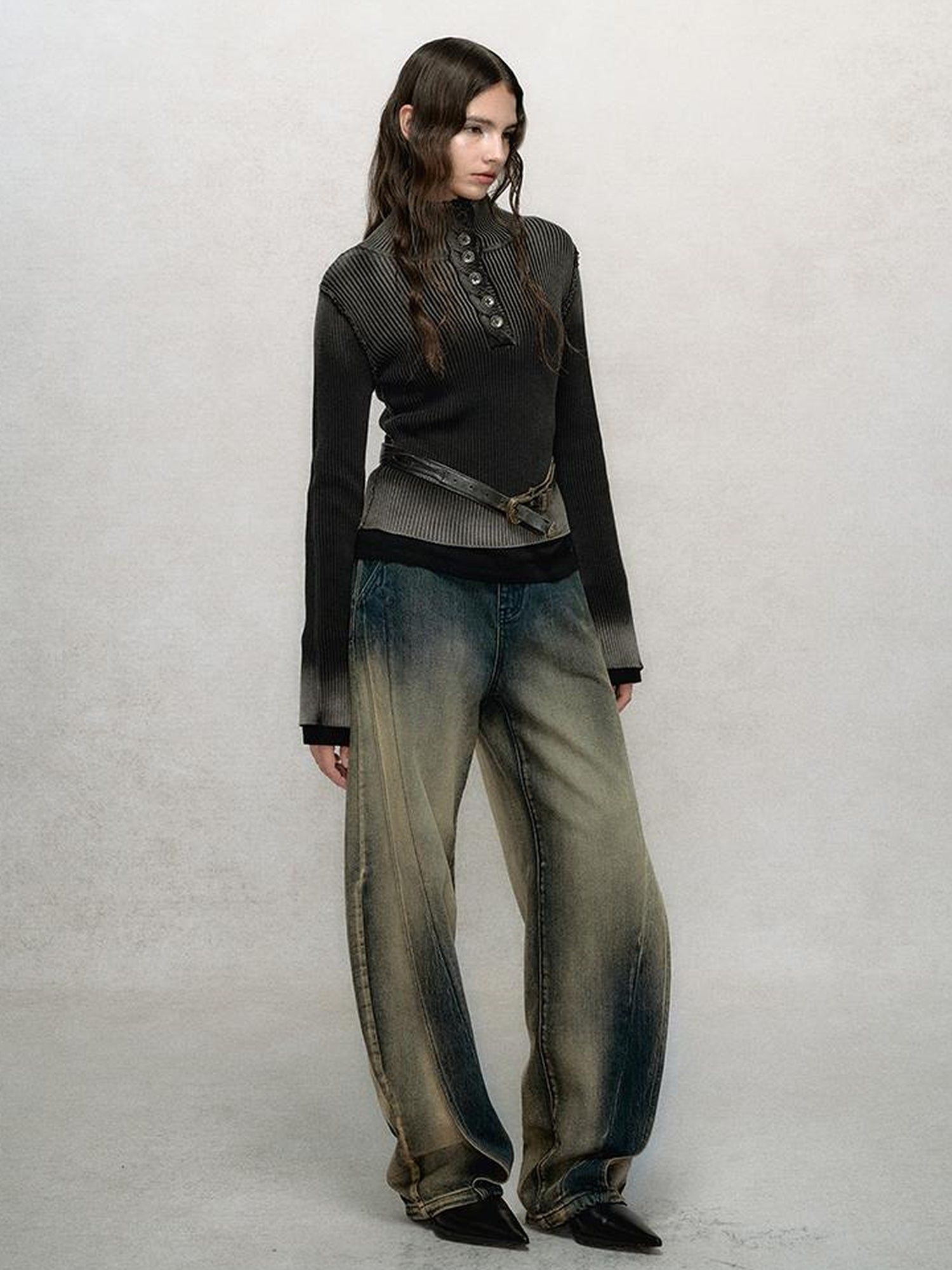 AnnoMundi Vintage Slub Cotton Wide Leg Jeans