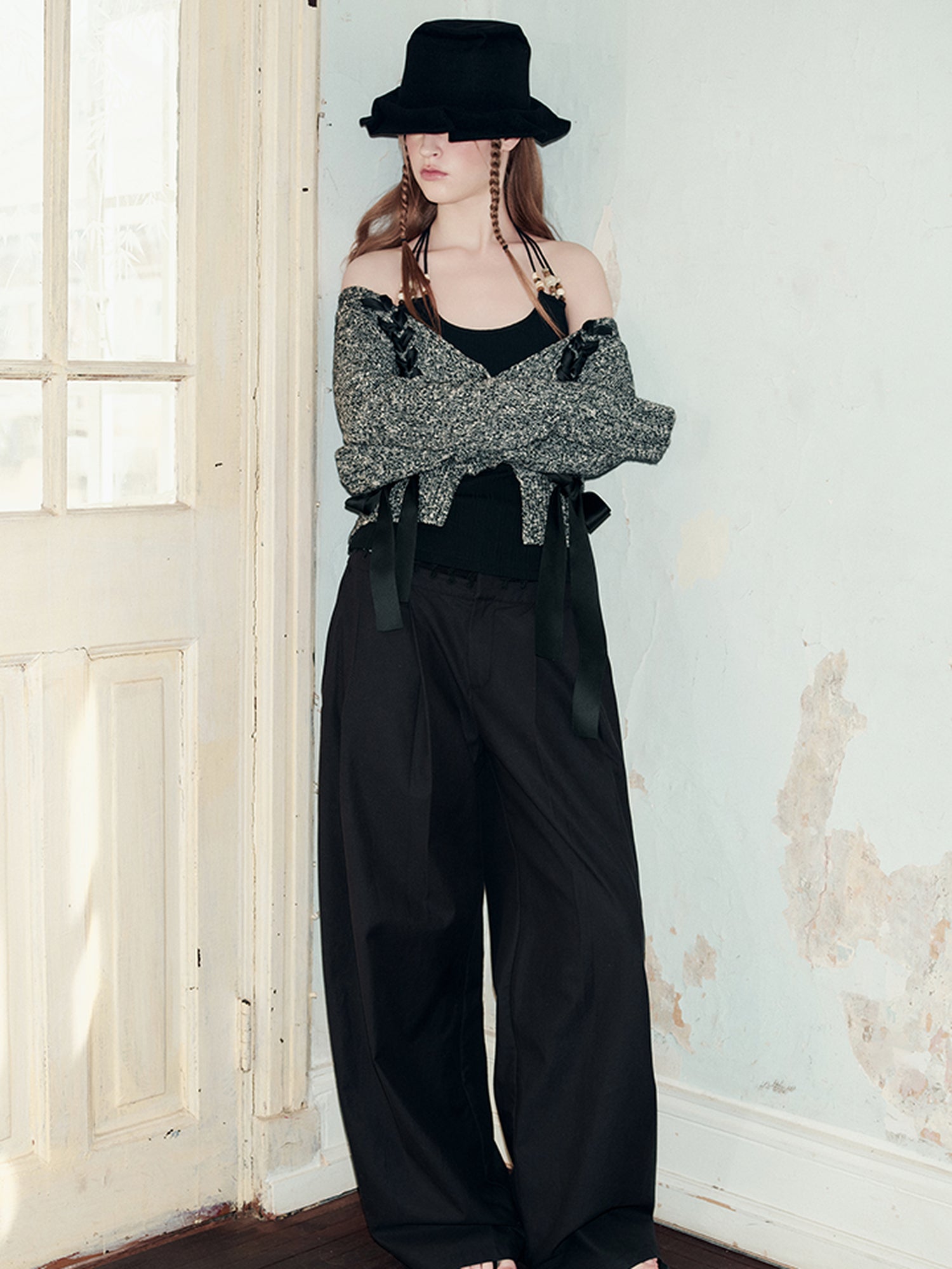 AnnoMundi Vintage V-Neck Knit Cardigan With Drawstring