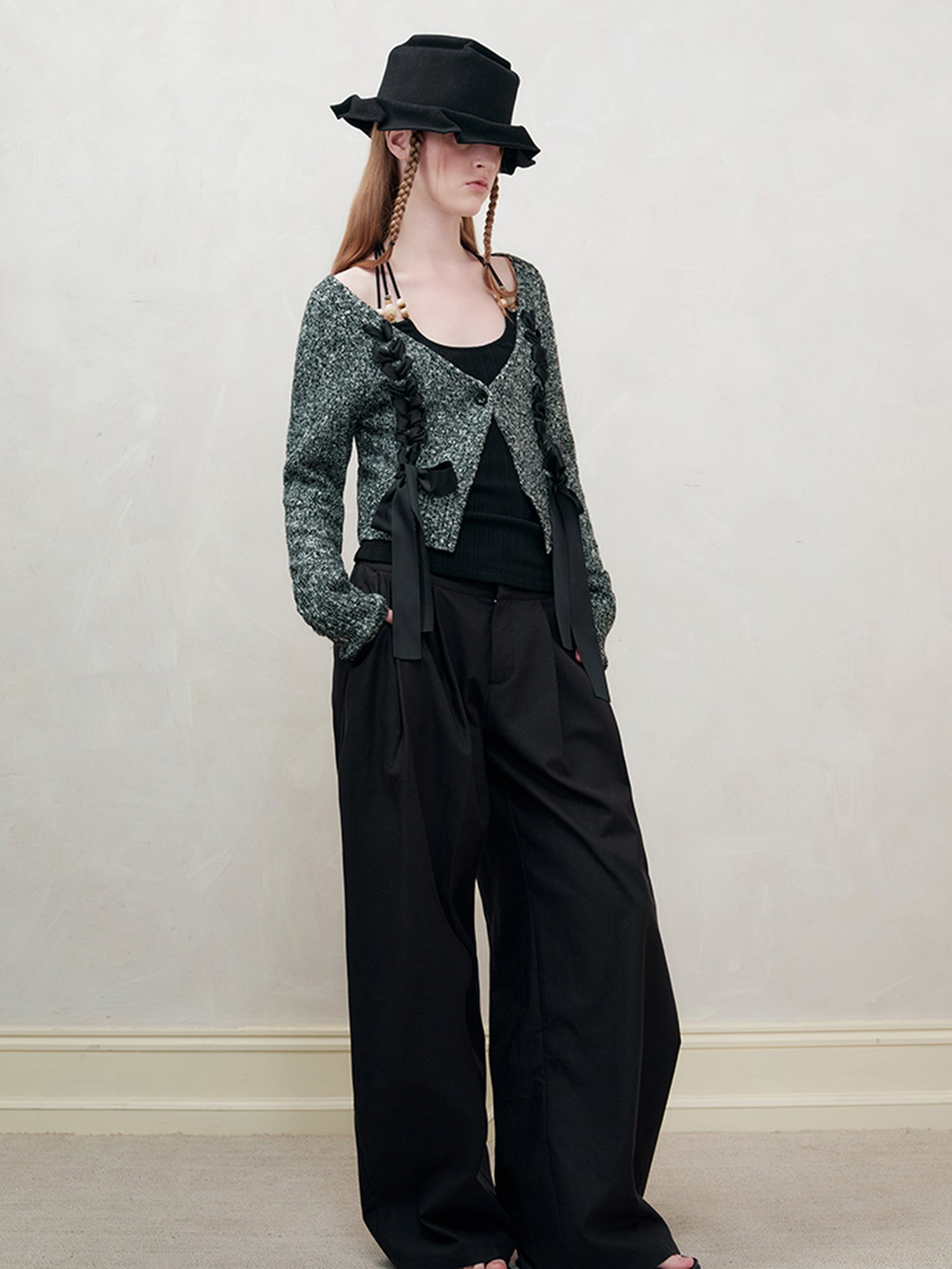 AnnoMundi Vintage V-Neck Knit Cardigan With Drawstring