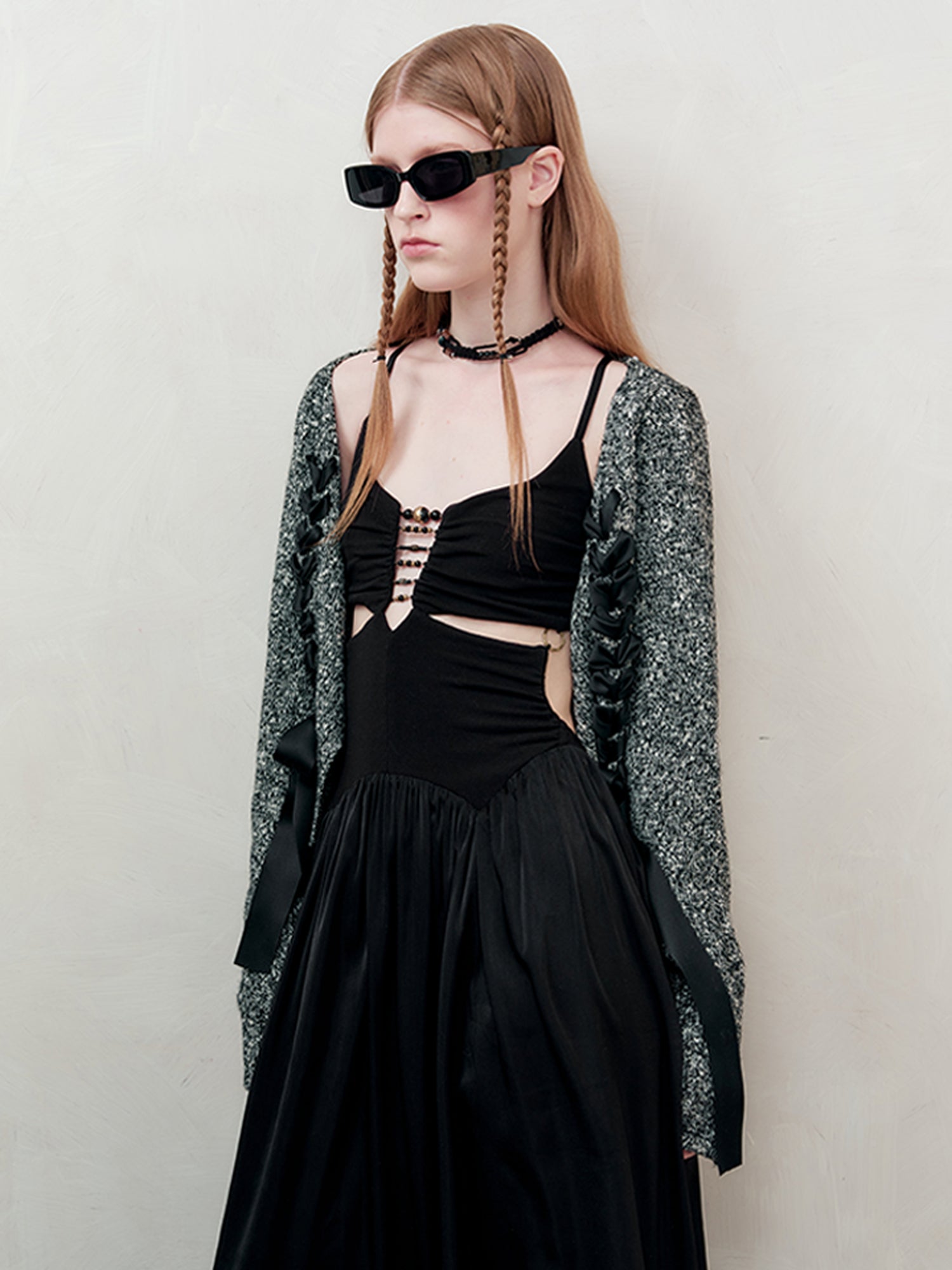 AnnoMundi Vintage V-Neck Knit Cardigan With Drawstring