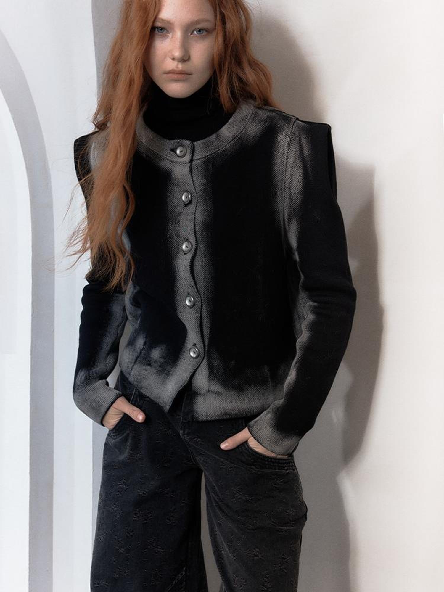 AnnoMundi Vintage Washed Gradient Cotton Knit Cardigan