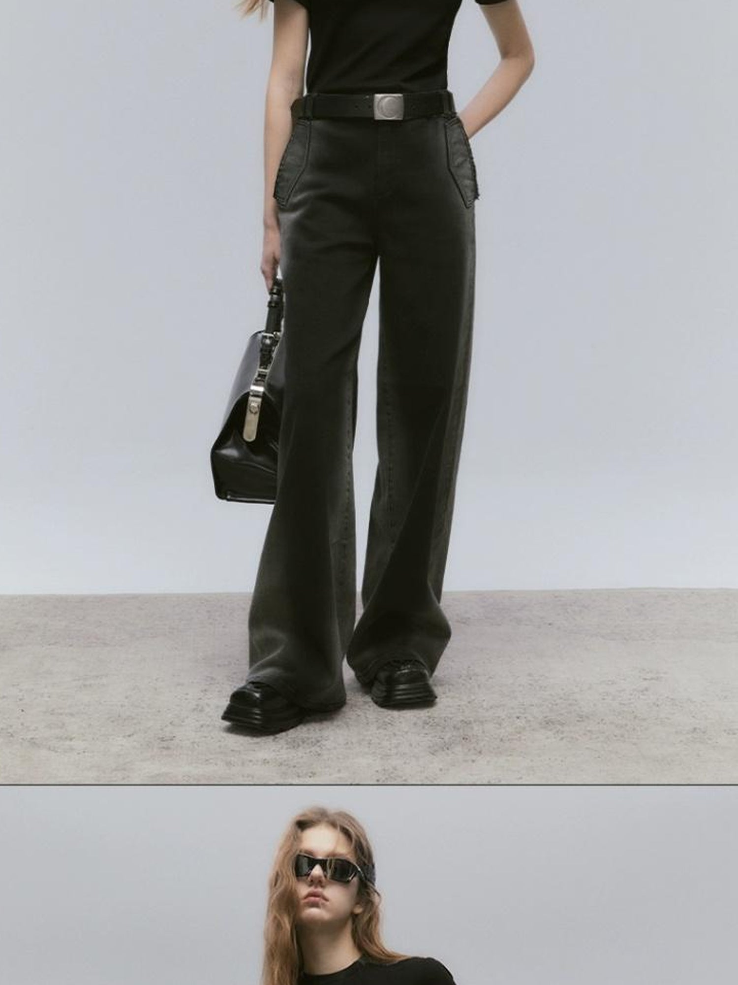 AnnoMundi Vintage Washed Wide Leg Jeans With Gradient Tint