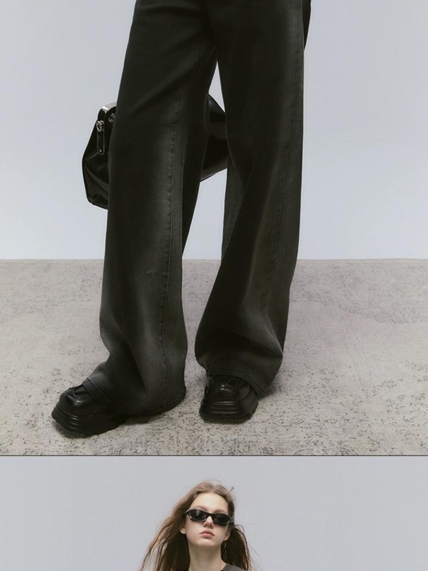 AnnoMundi Vintage Washed Wide Leg Jeans With Gradient Tint