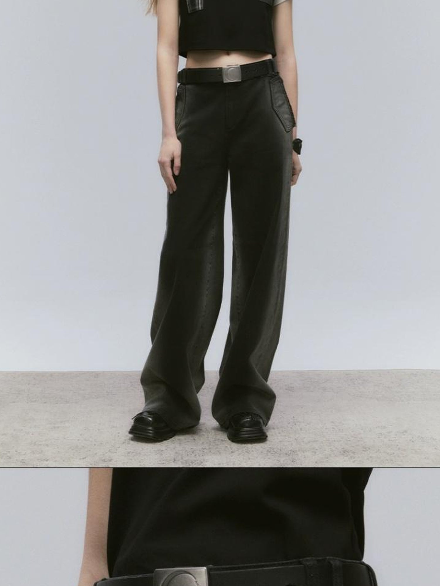 AnnoMundi Vintage Washed Wide Leg Jeans With Gradient Tint