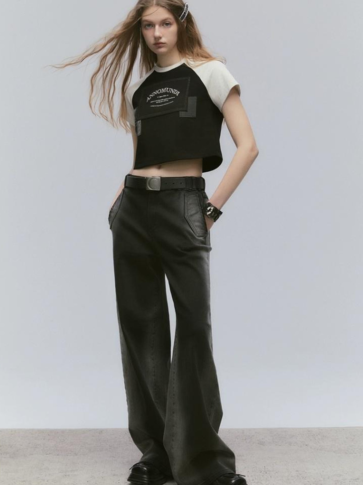 AnnoMundi Vintage Washed Wide Leg Jeans With Gradient Tint