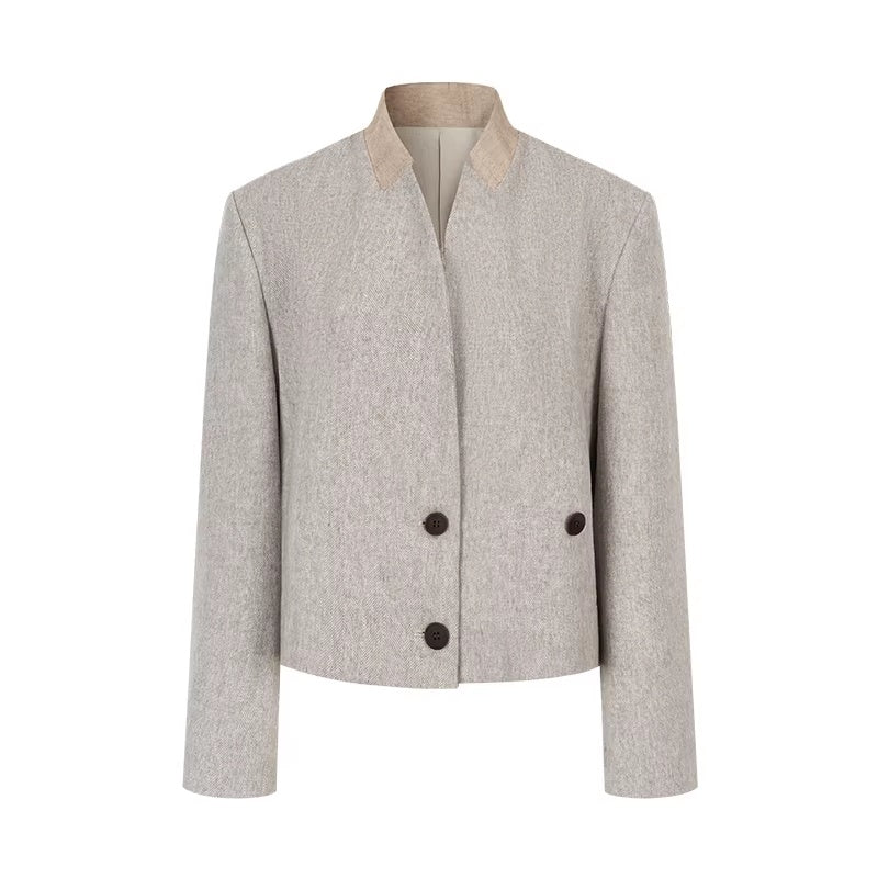 AnnoMundi_Warm_Thick_Wool_Blend_Minimalist_Oversized_Collarless_Short_Women_Jacket_MISSTT