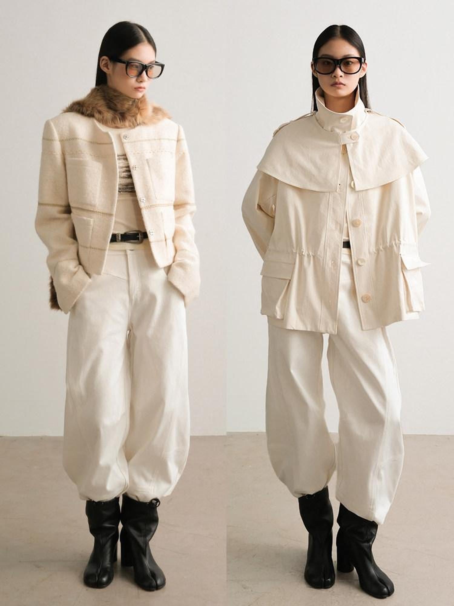 AnnoMundi White Deconstructed Split Panel Utility Curved Seam Women&