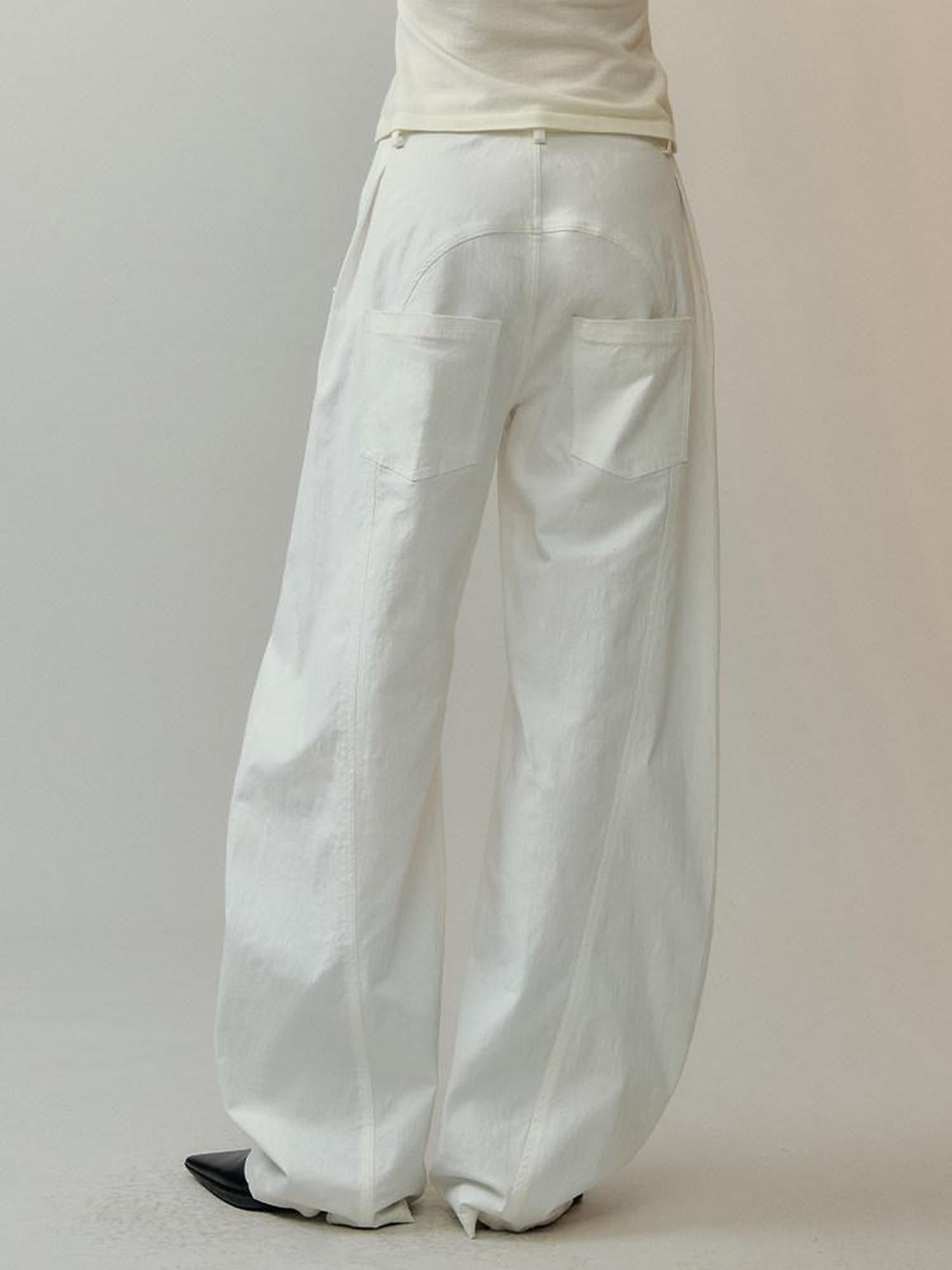 AnnoMundi White Deconstructed Split Panel Utility Curved Seam Women&