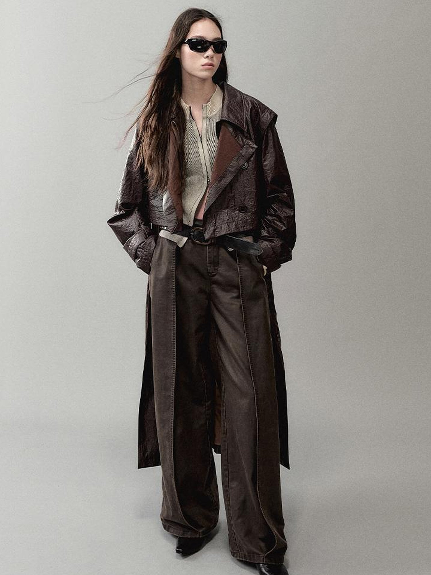 AnnoMundi Wind Woven Trench Coat With Layered Vest