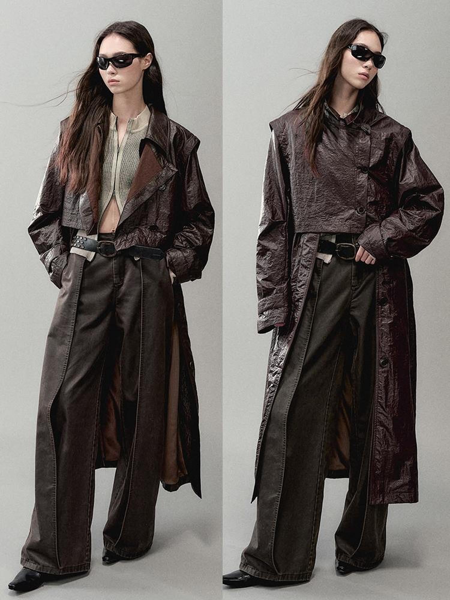 AnnoMundi Wind Woven Trench Coat With Layered Vest