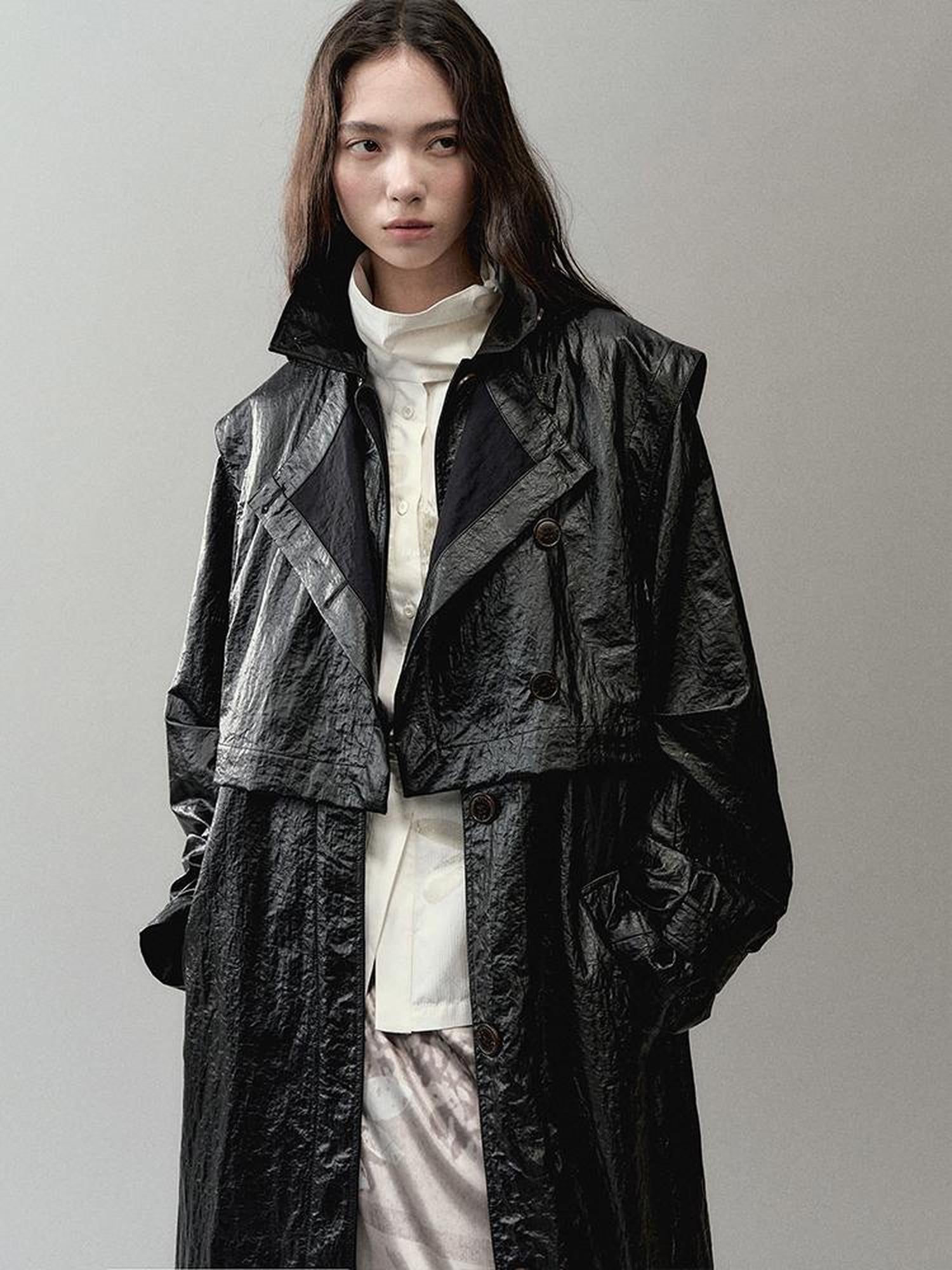 AnnoMundi Wind Woven Trench Coat With Layered Vest