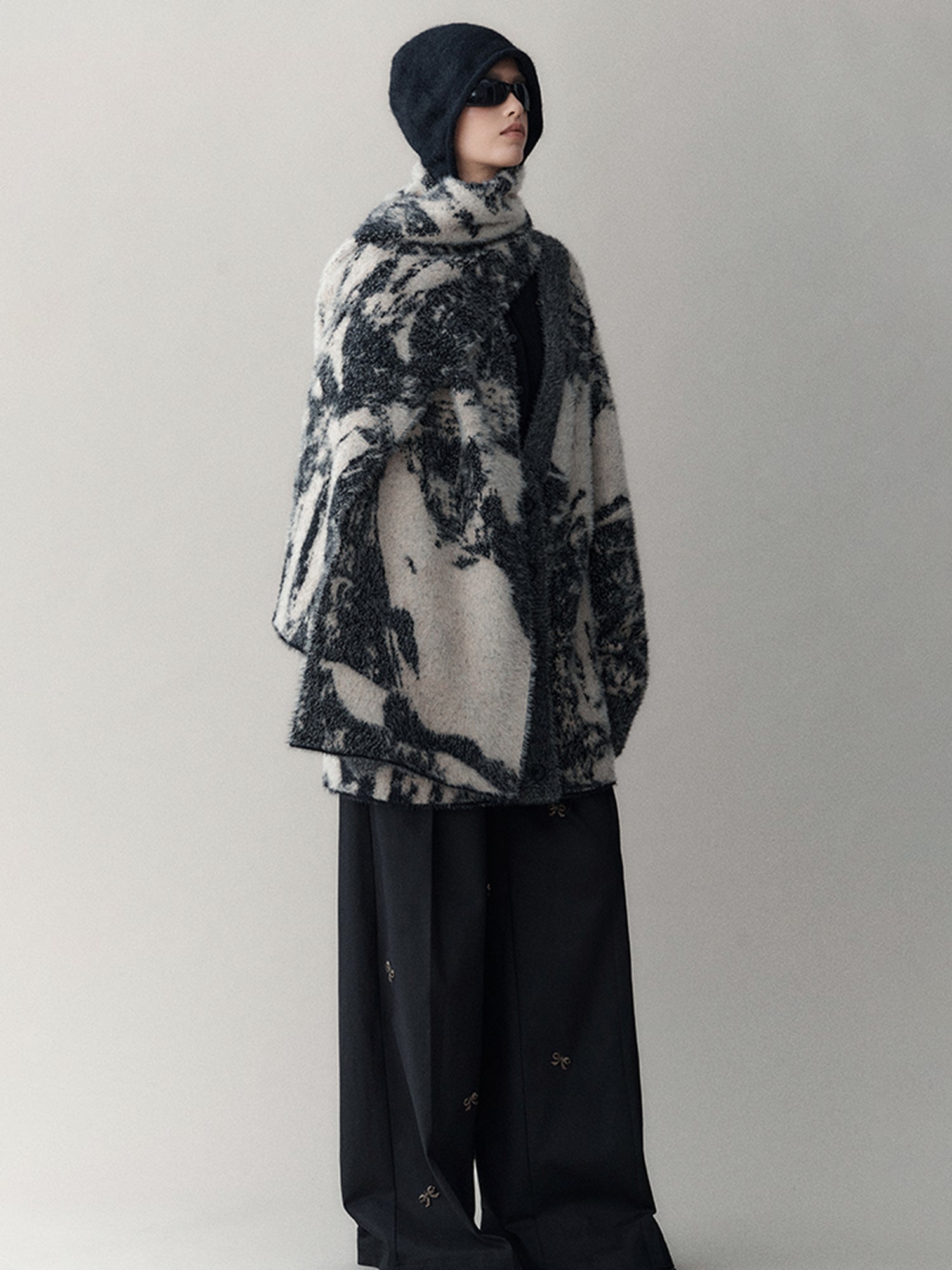 AnnoMundi Winter Retro Jacquard Shawl Floral Print Wrap Scarf
