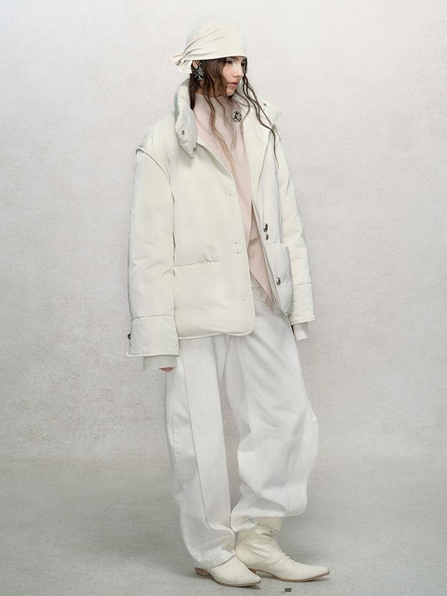 AnnoMundi Winter Short White Duck Down Puffer Jacket