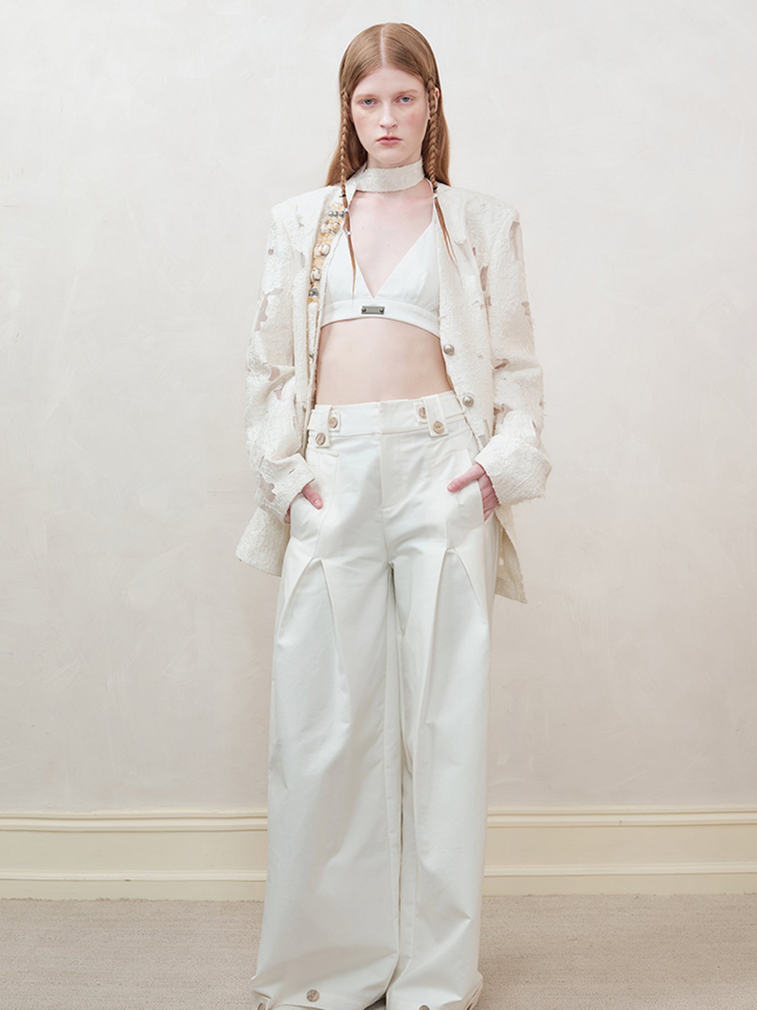 AnnoMundi Woven Knot V-Neck Blazer