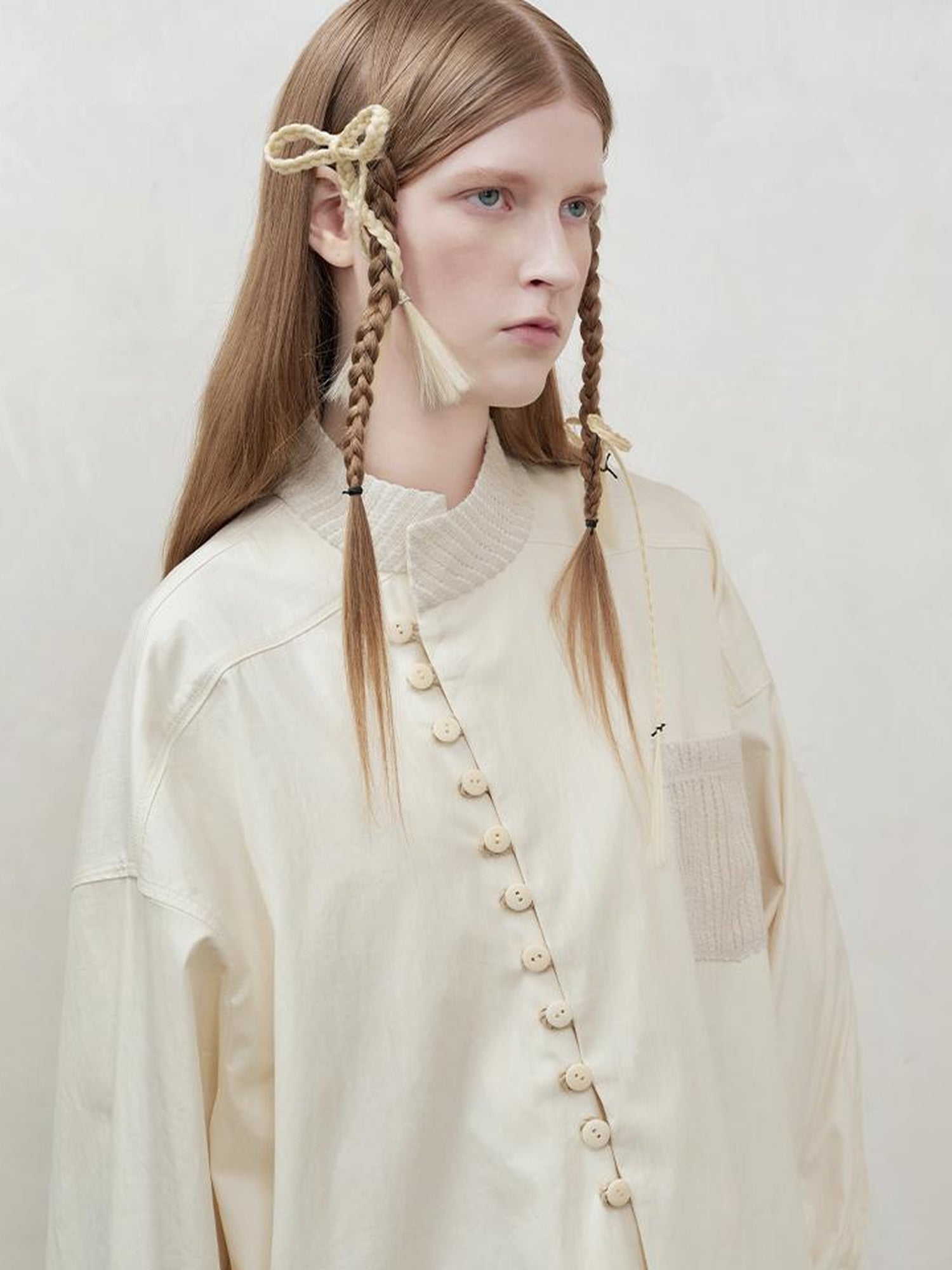 AnnoMundi Woven Texture Linen Blend Oversized Shirt