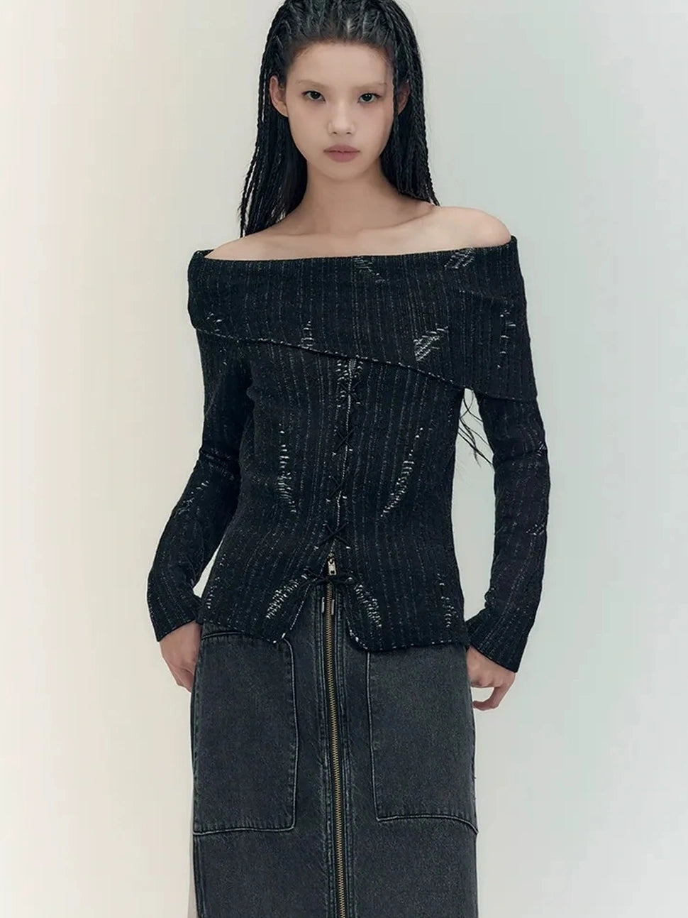 AnnoMundi Wrinkle Resistant Draped Hollow Out Drop Cut Top T-shirt